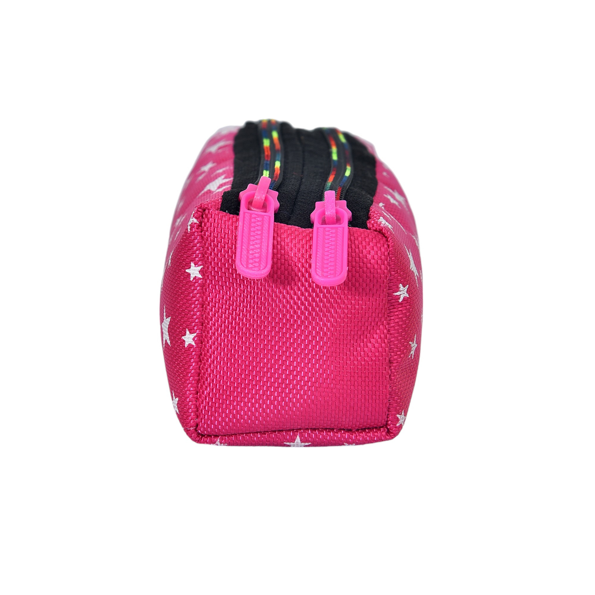 Kuber Industries Pencil Pouch | Rexine Stationary Pouch | Pencil Utility Pouch | School Pencil Case for Kids | Pen-Pencil Box for Kids | 2 Zipper Pencil Organizer | Star Pencil Pouch |Pink