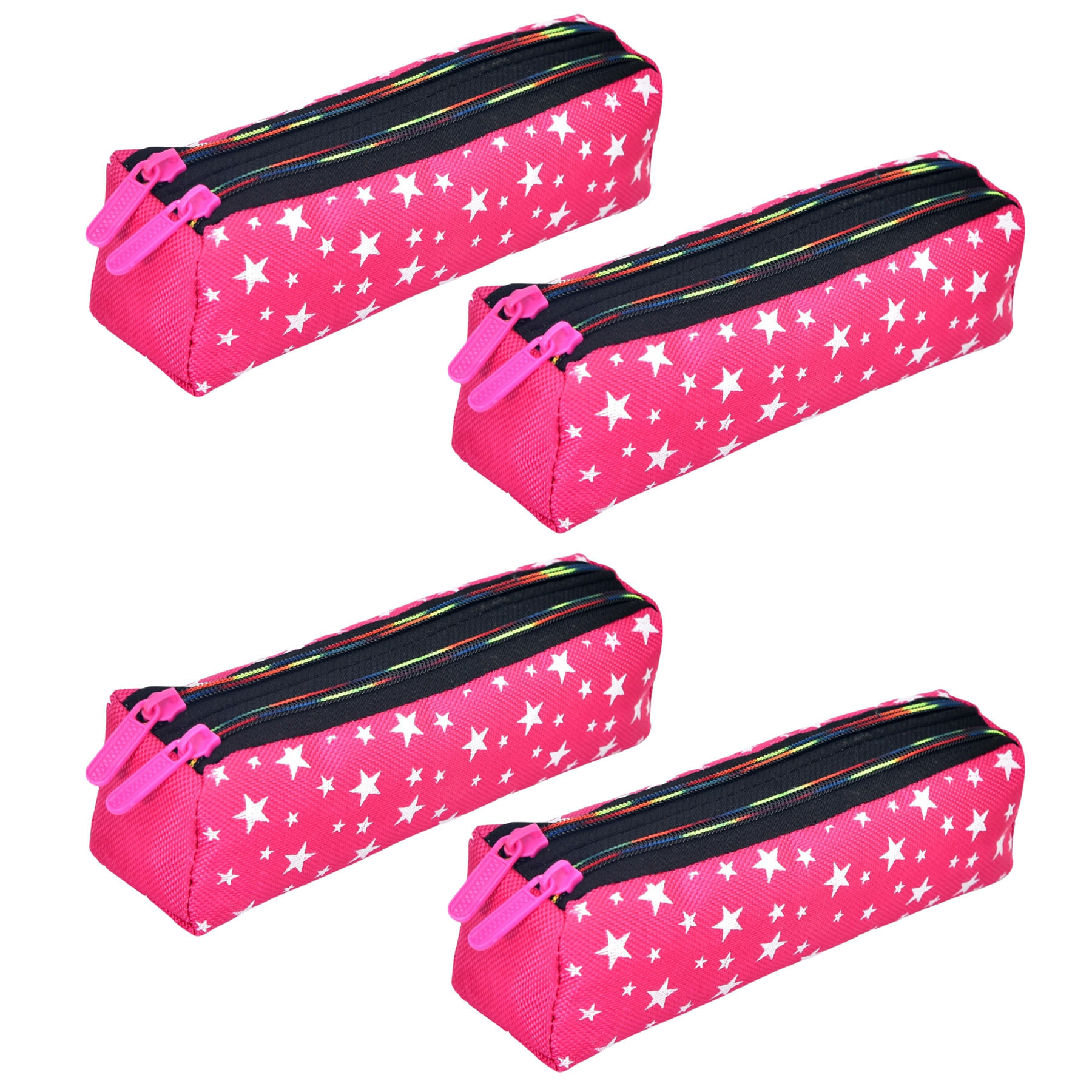 Kuber Industries Pencil Pouch | Rexine Stationary Pouch | Pencil Utility Pouch | School Pencil Case for Kids | Pen-Pencil Box for Kids | 2 Zipper Pencil Organizer | Star Pencil Pouch |Pink