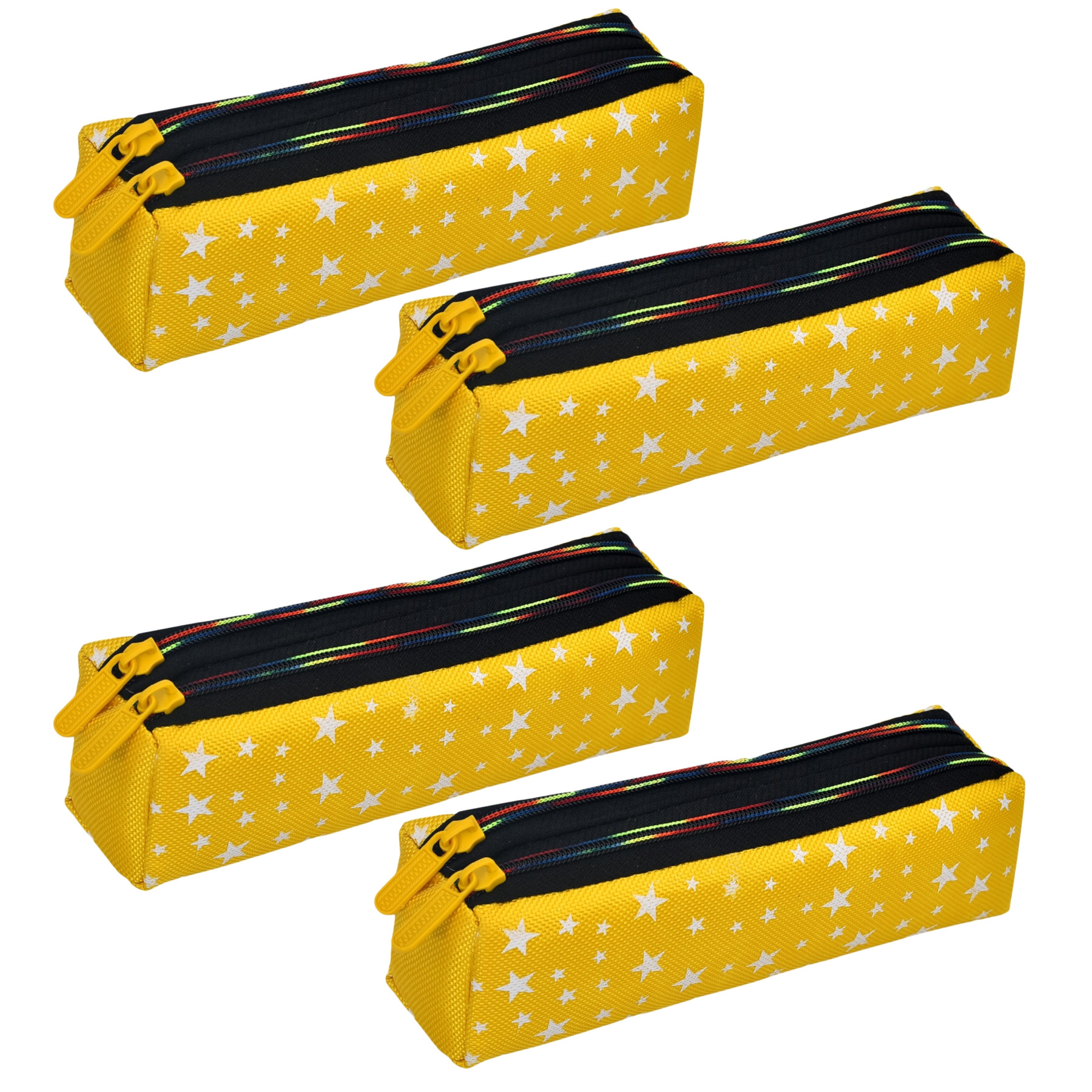 Kuber Industries Pencil Pouch | Rexine Stationary Pouch | Pencil Utility Pouch | School Pencil Case for Kids | Pen-Pencil Box for Kids | 2 Zipper Pencil Organizer | Star Pencil Pouch |Yellow