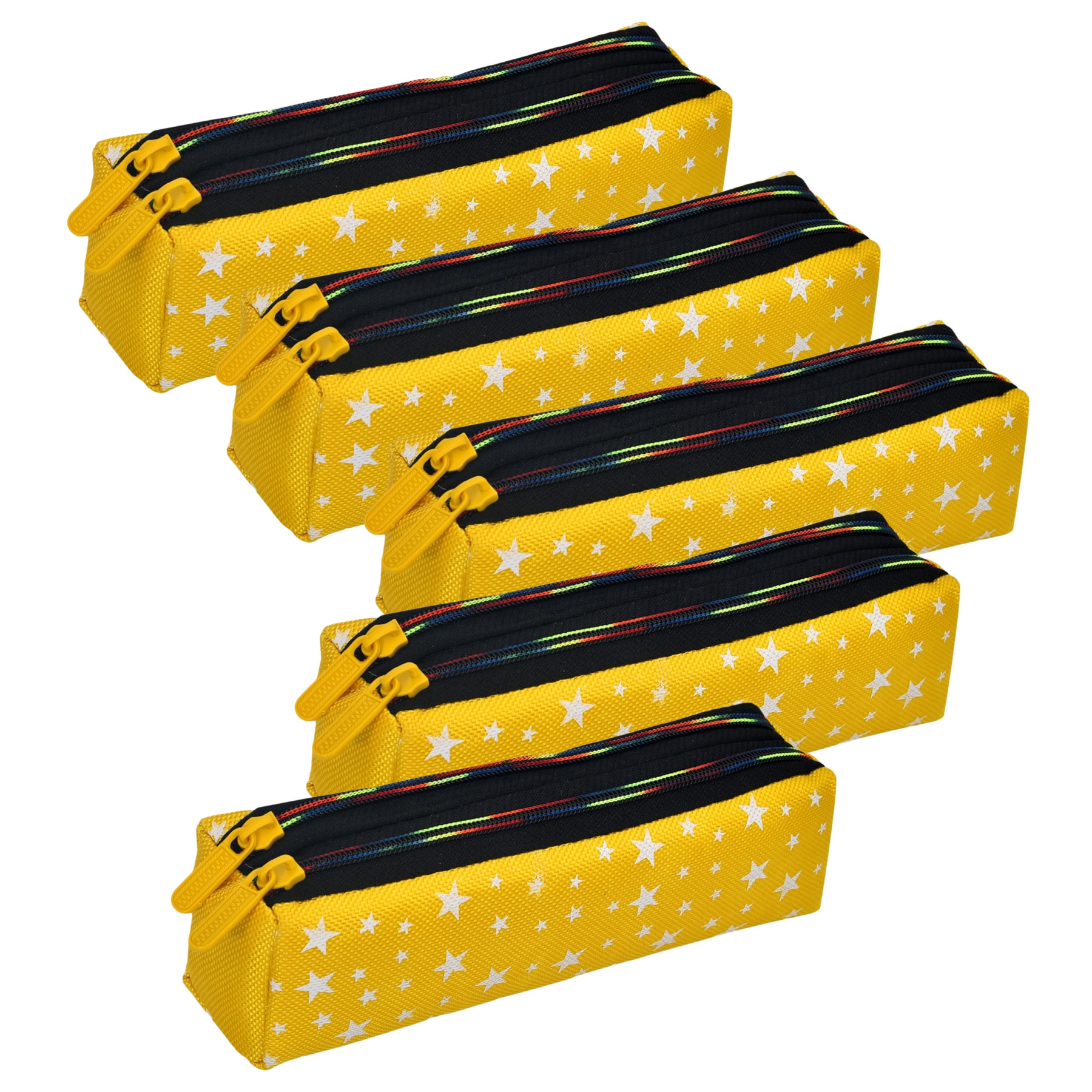 Kuber Industries Pencil Pouch | Rexine Stationary Pouch | Pencil Utility Pouch | School Pencil Case for Kids | Pen-Pencil Box for Kids | 2 Zipper Pencil Organizer | Star Pencil Pouch |Yellow