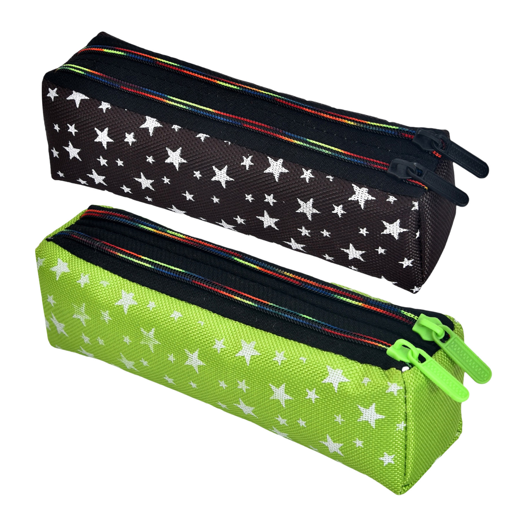 Kuber Industries Pencil Pouch | Rexine Stationary Pouch | Pencil Utility Pouch | School Pencil Case for Kids | Pen-Pencil Box for Kids | 2 Zipper Pencil Organizer | Star Pencil Pouch | Pack of 2 | Multi