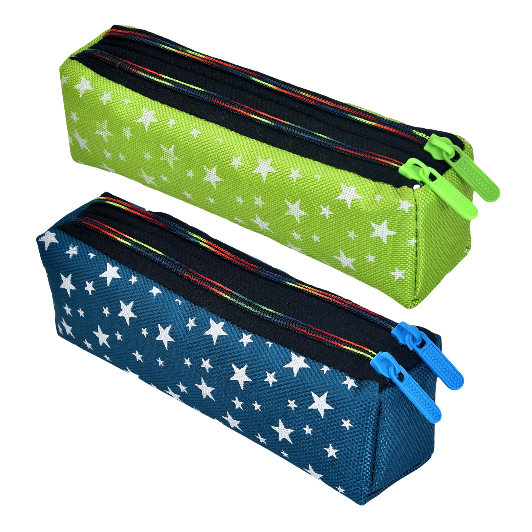 Kuber Industries Pencil Pouch | Rexine Stationary Pouch | Pencil Utility Pouch | School Pencil Case for Kids | Pen-Pencil Box for Kids | 2 Zipper Pencil Organizer | Star Pencil Pouch | Pack of 2 | Multi