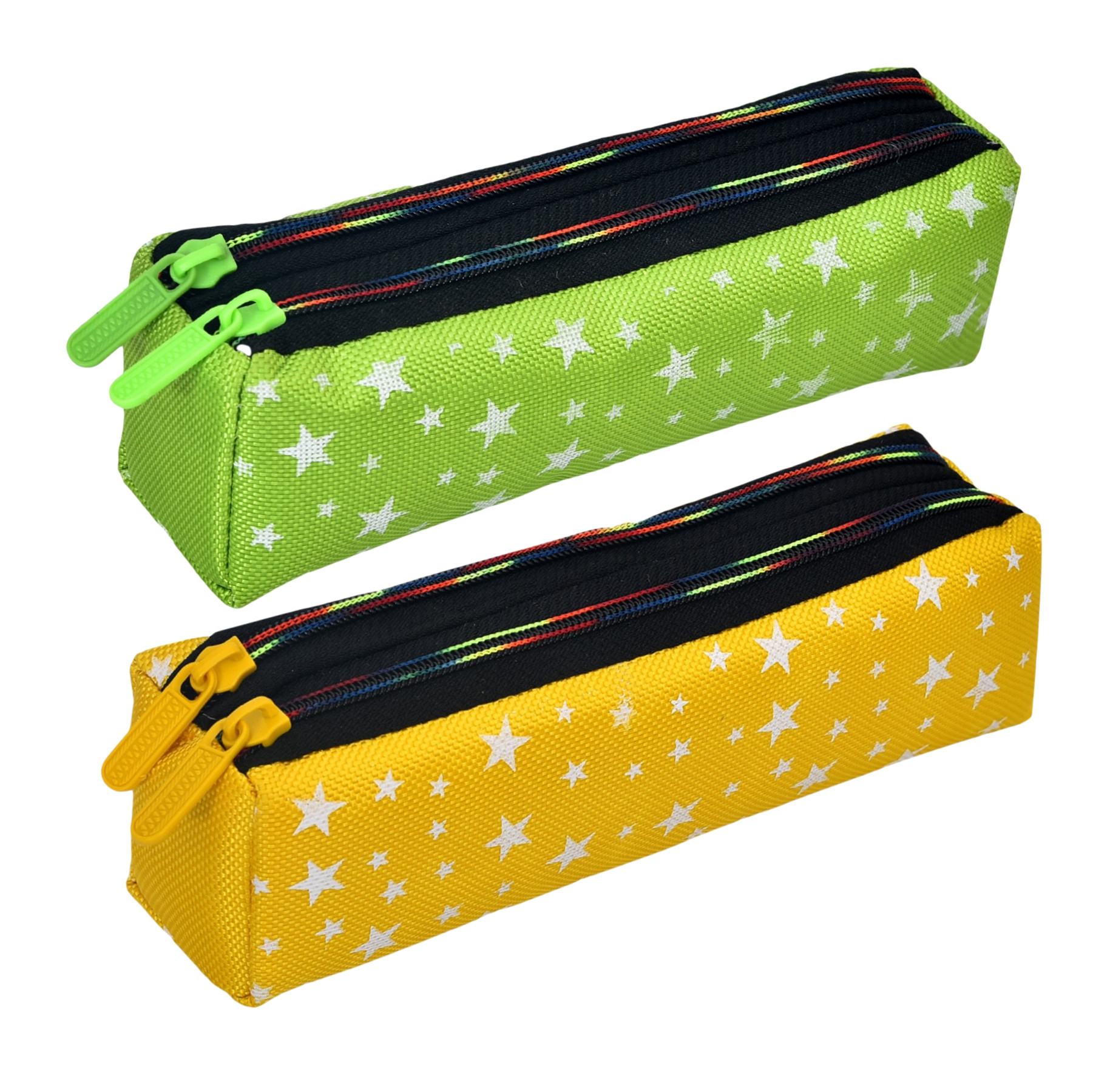 Kuber Industries Pencil Pouch | Rexine Stationary Pouch | Pencil Utility Pouch | School Pencil Case for Kids | Pen-Pencil Box for Kids | 2 Zipper Pencil Organizer | Star Pencil Pouch | Pack of 2 | Multi