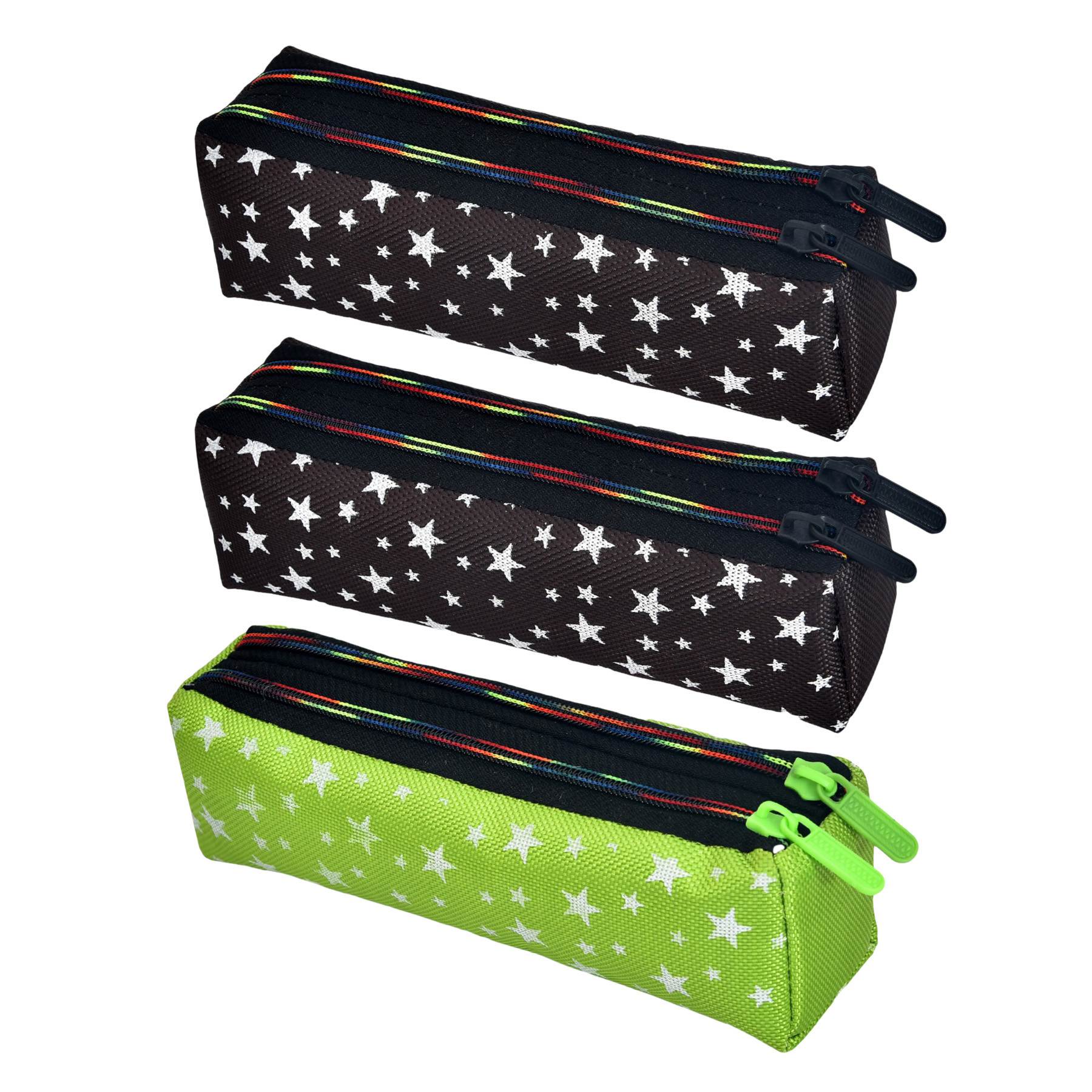 Kuber Industries Pencil Pouch | Rexine Stationary Pouch | Pencil Utility Pouch | School Pencil Case for Kids | Pen-Pencil Box for Kids | 2 Zipper Pencil Organizer | Star Pencil Pouch | Pack of 3 | Multi