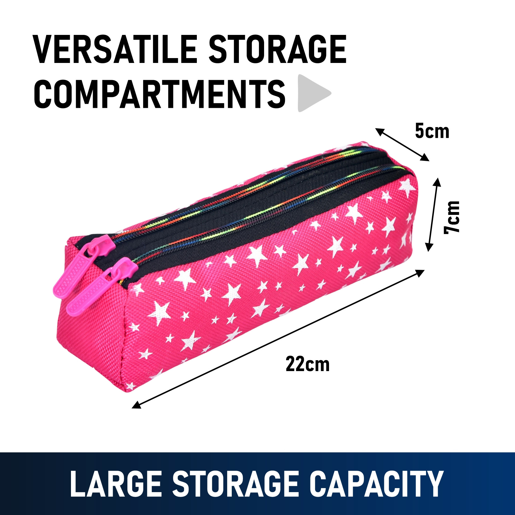 Kuber Industries Pencil Pouch | Rexine Stationary Pouch | Pencil Utility Pouch | School Pencil Case for Kids | Pen-Pencil Box for Kids | 2 Zipper Pencil Organizer | Star Pencil Pouch | Pack of 3 | Multi