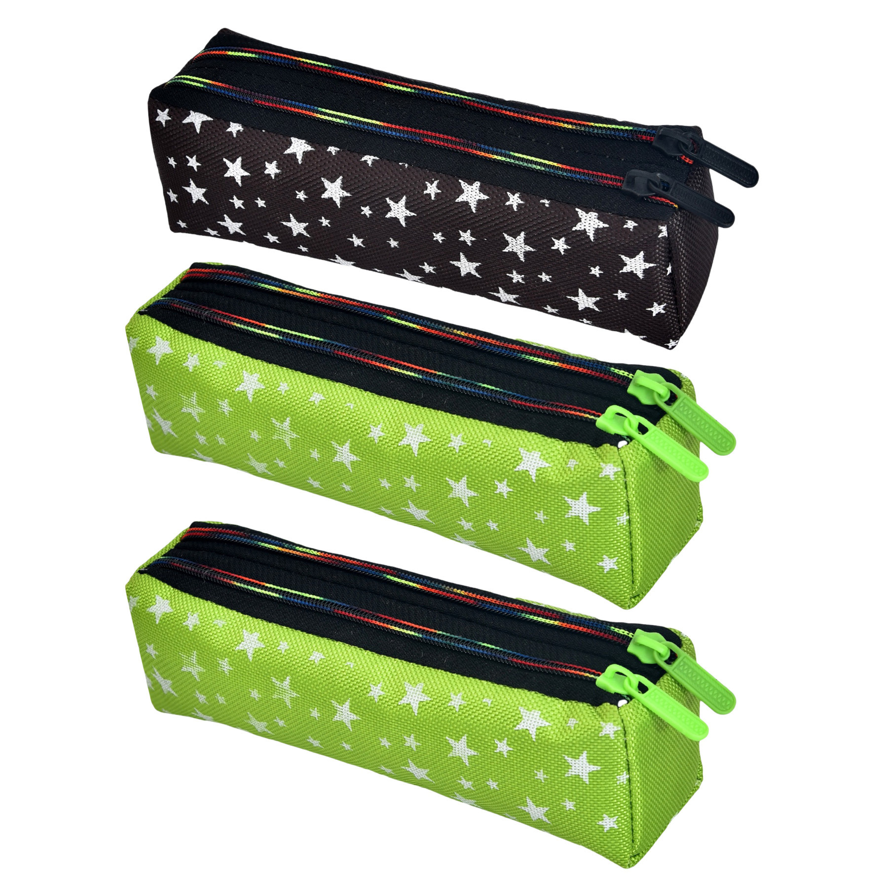 Kuber Industries Pencil Pouch | Rexine Stationary Pouch | Pencil Utility Pouch | School Pencil Case for Kids | Pen-Pencil Box for Kids | 2 Zipper Pencil Organizer | Star Pencil Pouch | Pack of 3 | Multi