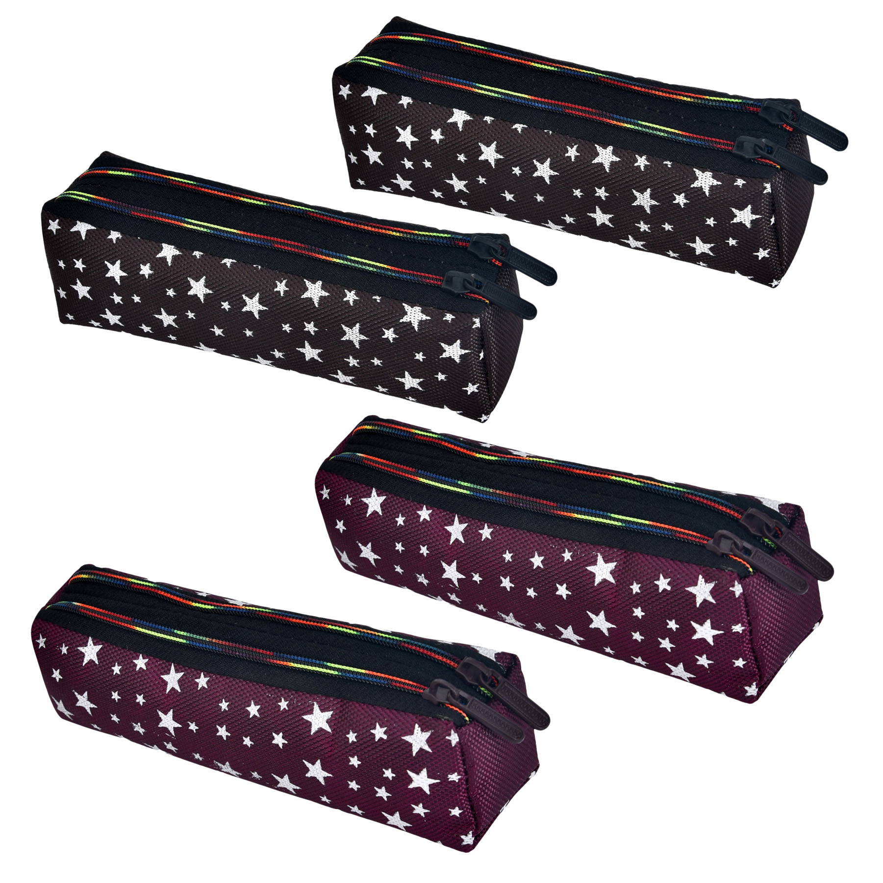Kuber Industries Pencil Pouch | Rexine Stationary Pouch | Pencil Utility Pouch | School Pencil Case for Kids | Pen-Pencil Box for Kids | 2 Zipper Pencil Organizer | Star Pencil Pouch | Pack of 4 | Multi