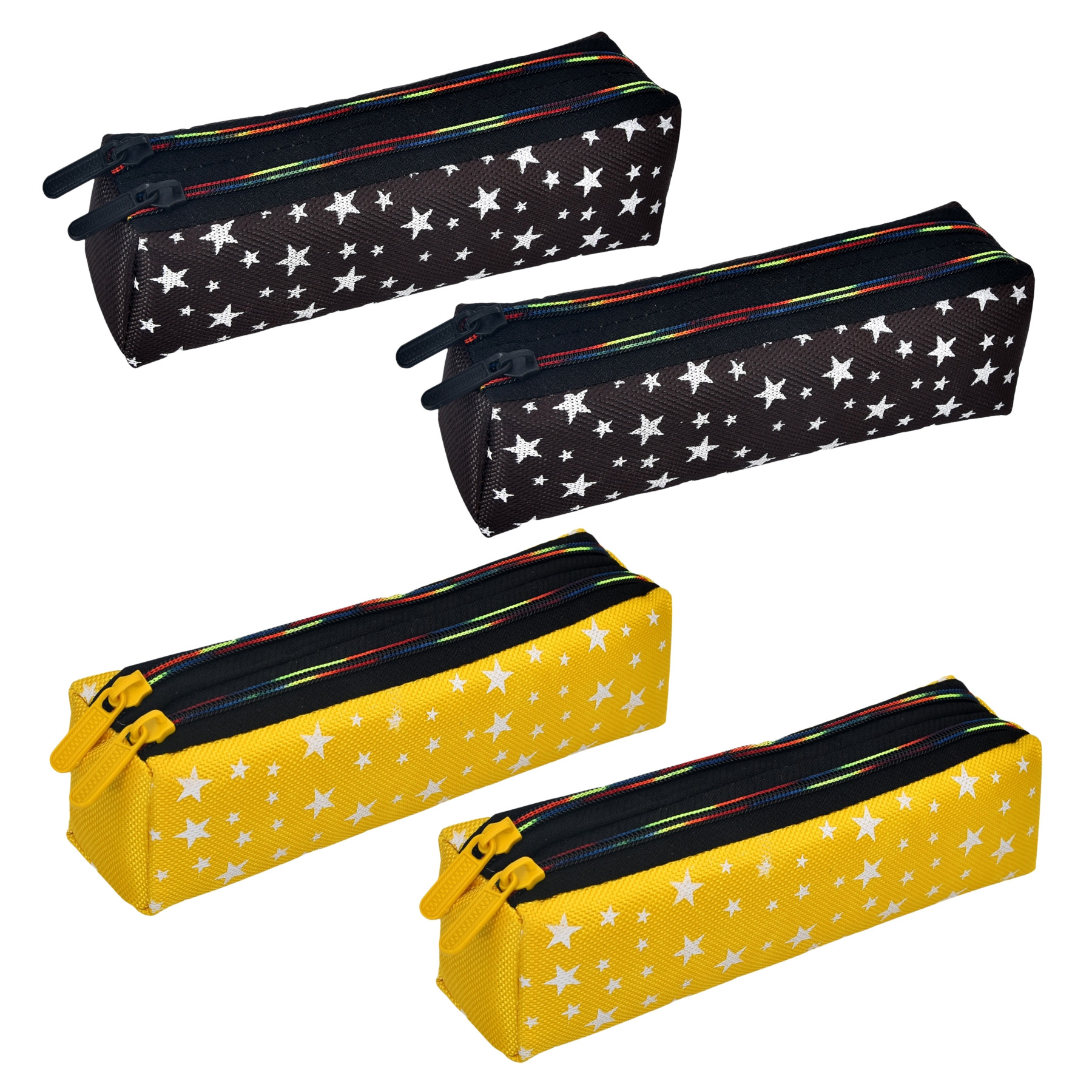 Kuber Industries Pencil Pouch | Rexine Stationary Pouch | Pencil Utility Pouch | School Pencil Case for Kids | Pen-Pencil Box for Kids | 2 Zipper Pencil Organizer | Star Pencil Pouch | Pack of 4 | Multi