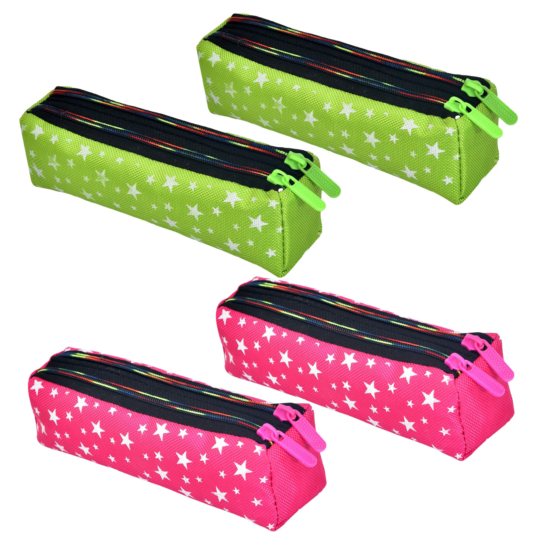 Kuber Industries Pencil Pouch | Rexine Stationary Pouch | Pencil Utility Pouch | School Pencil Case for Kids | Pen-Pencil Box for Kids | 2 Zipper Pencil Organizer | Star Pencil Pouch | Pack of 4 | Multi