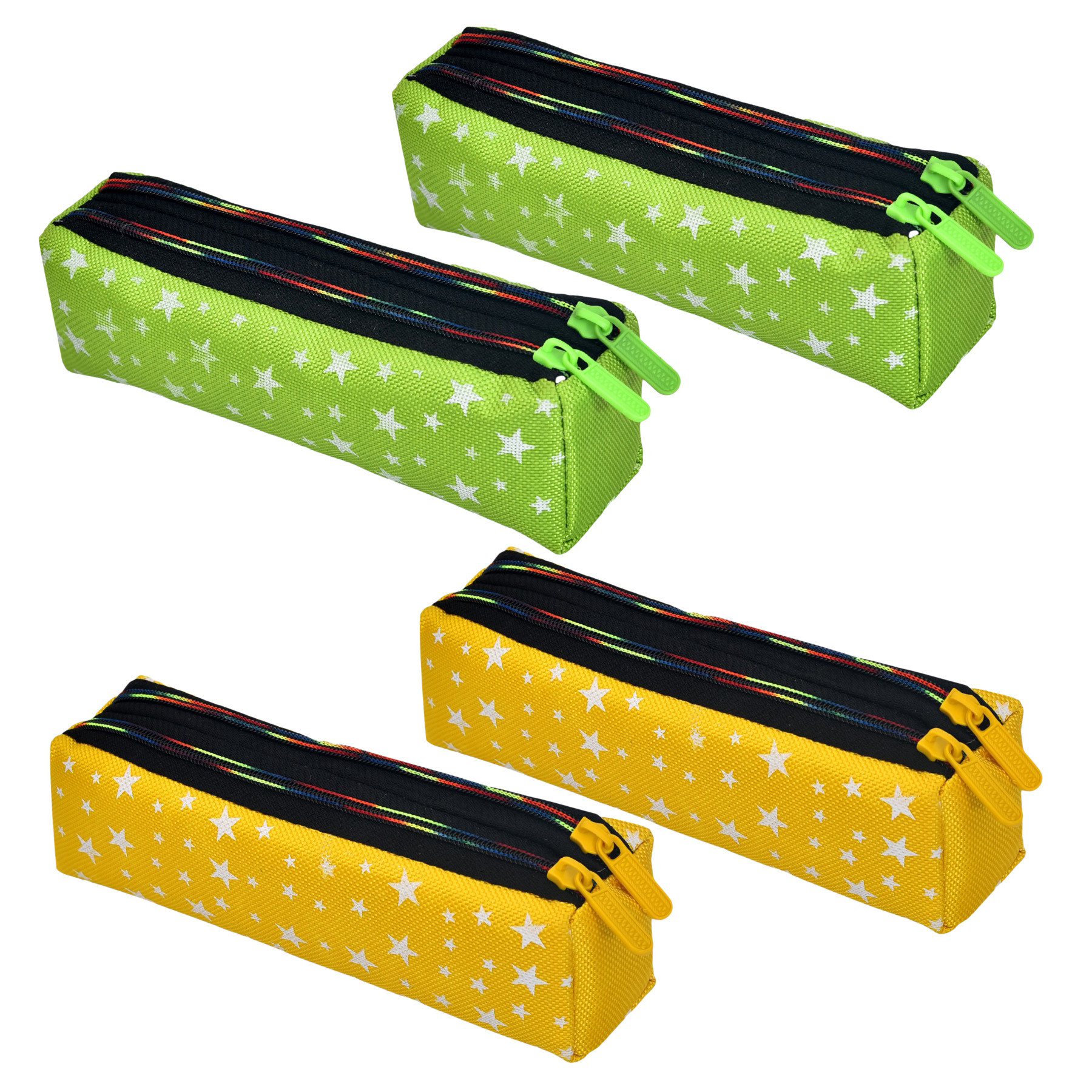Kuber Industries Pencil Pouch | Rexine Stationary Pouch | Pencil Utility Pouch | School Pencil Case for Kids | Pen-Pencil Box for Kids | 2 Zipper Pencil Organizer | Star Pencil Pouch | Pack of 4 | Multi