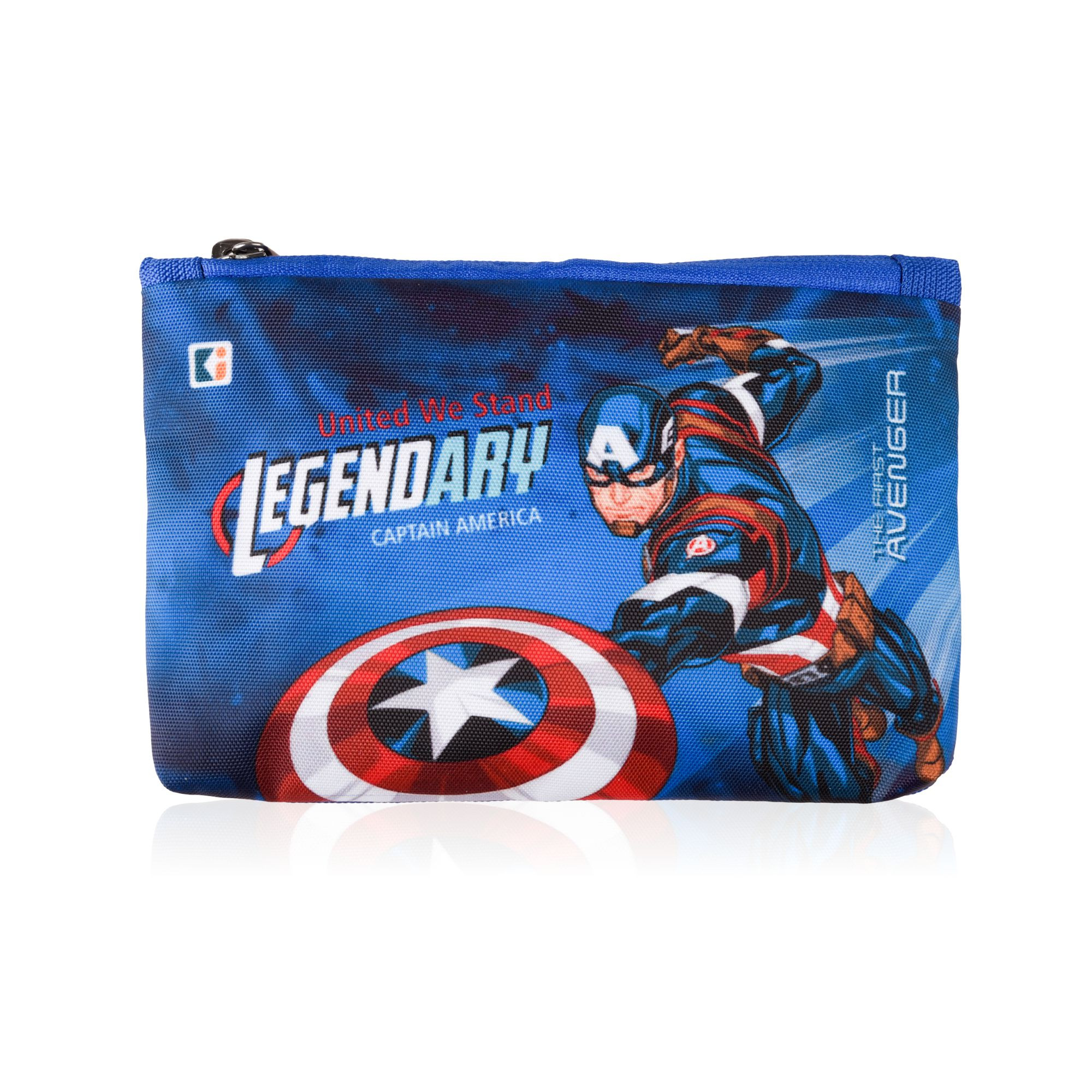 Kuber Industries Pencil Pouch | Square Stationary Pouch | Pen-Pencil Box for Kids | School Geometry Pouch | Pencil Utility Bag | Zipper Pencil Organizer | Marvel Captain America | Royal Blue