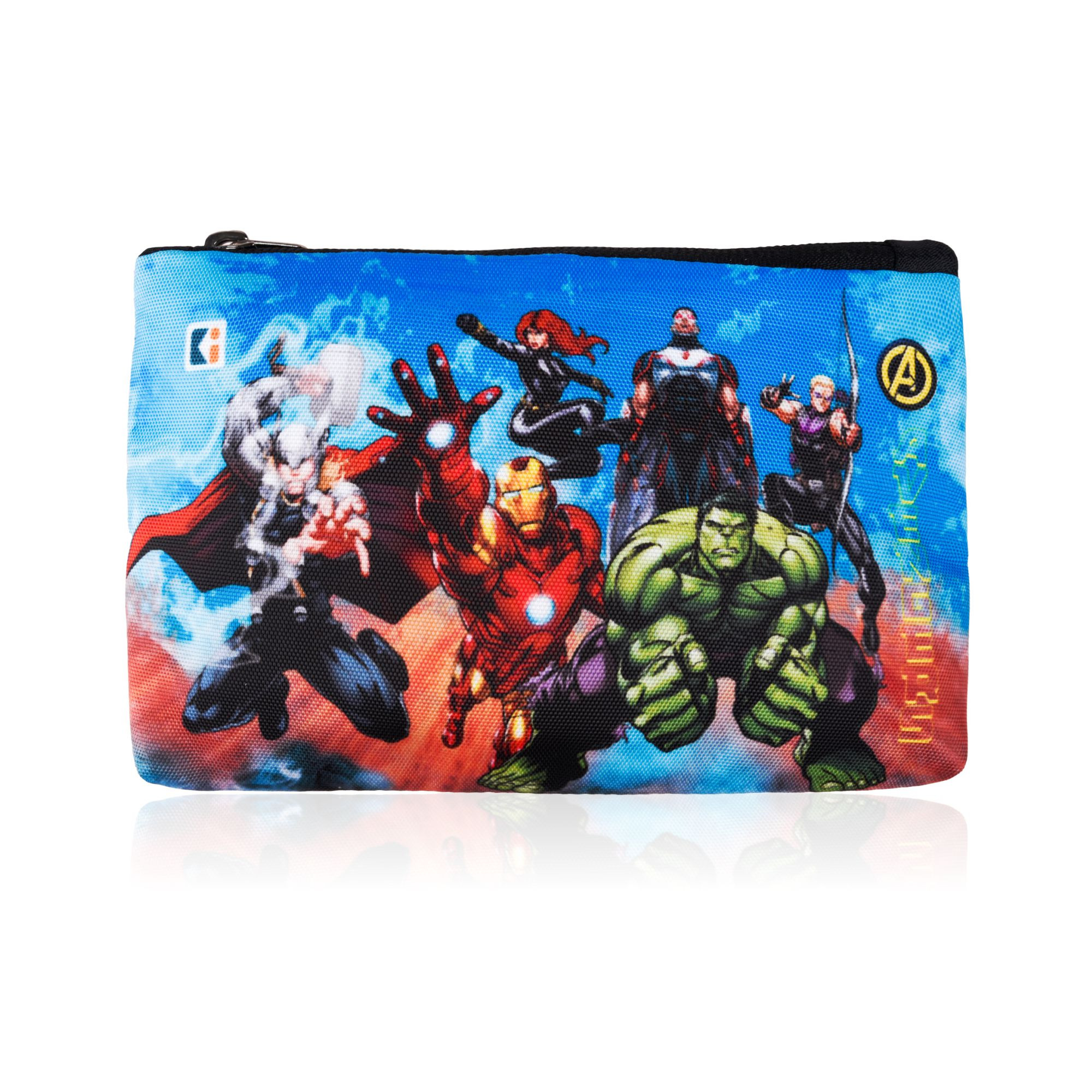 Kuber Industries Pencil Pouch | Square Stationary Pouch | Pen-Pencil Box for Kids | School Geometry Pouch | Pencil Utility Bag | Zipper Pencil Organizer | Marvel Avengers | Black