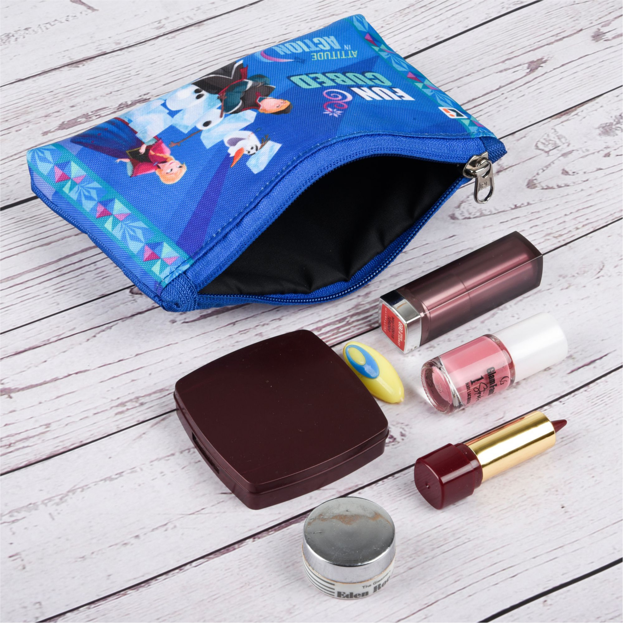 Kuber Industries Pencil Pouch | Square Stationary Pouch | Pen-Pencil Box for Kids | School Geometry Pouch | Pencil Utility Bag | Zipper Pencil Organizer | Black & Blue