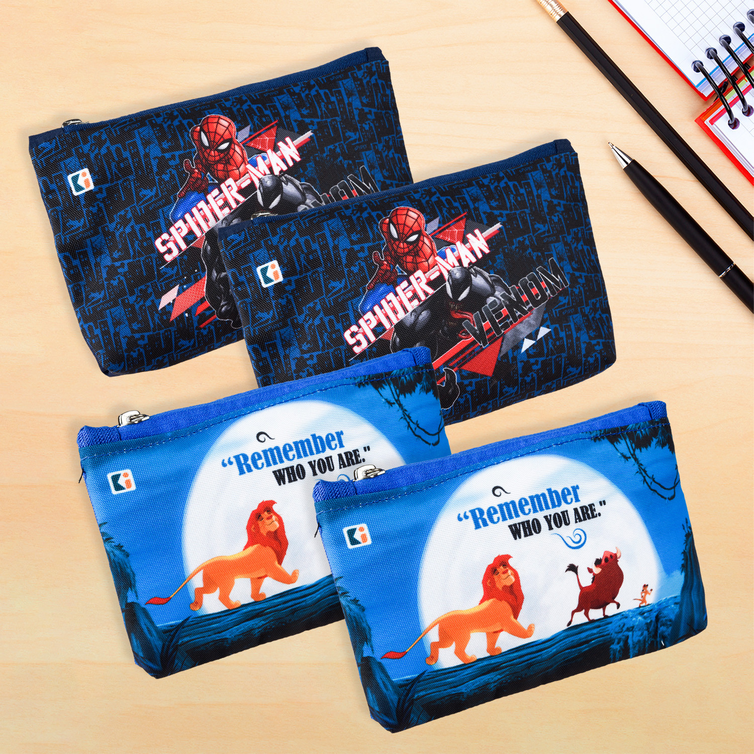 Kuber Industries Pencil Pouch | Square Stationary Pouch | Pen-Pencil Box for Kids | School Geometry Pouch | Pencil Utility Bag | Zipper Pencil Organizer | Navy Blue & Blue