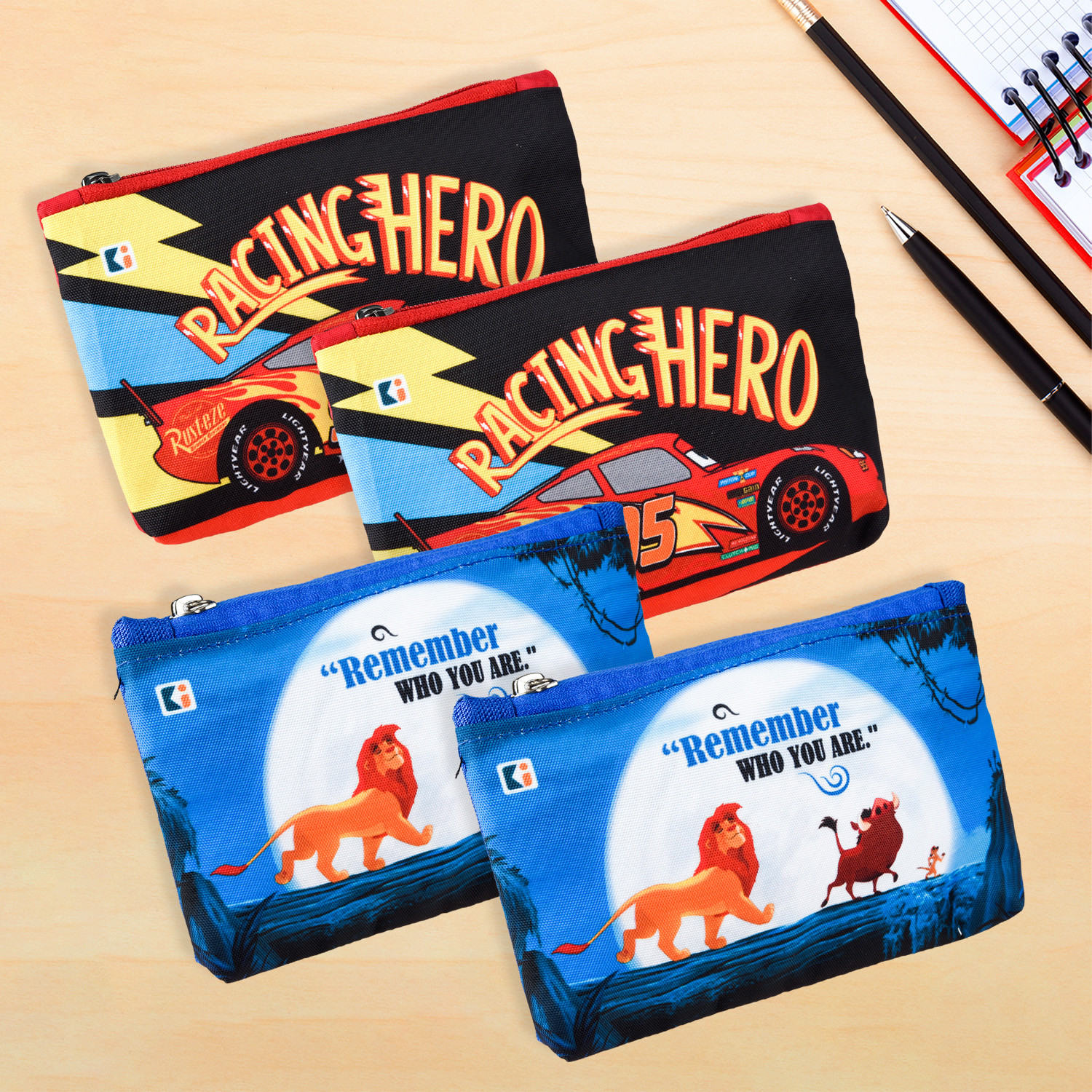 Kuber Industries Pencil Pouch | Square Stationary Pouch | Pen-Pencil Box for Kids | School Geometry Pouch | Pencil Utility Bag | Disney Pencil Organizer | Red & Blue