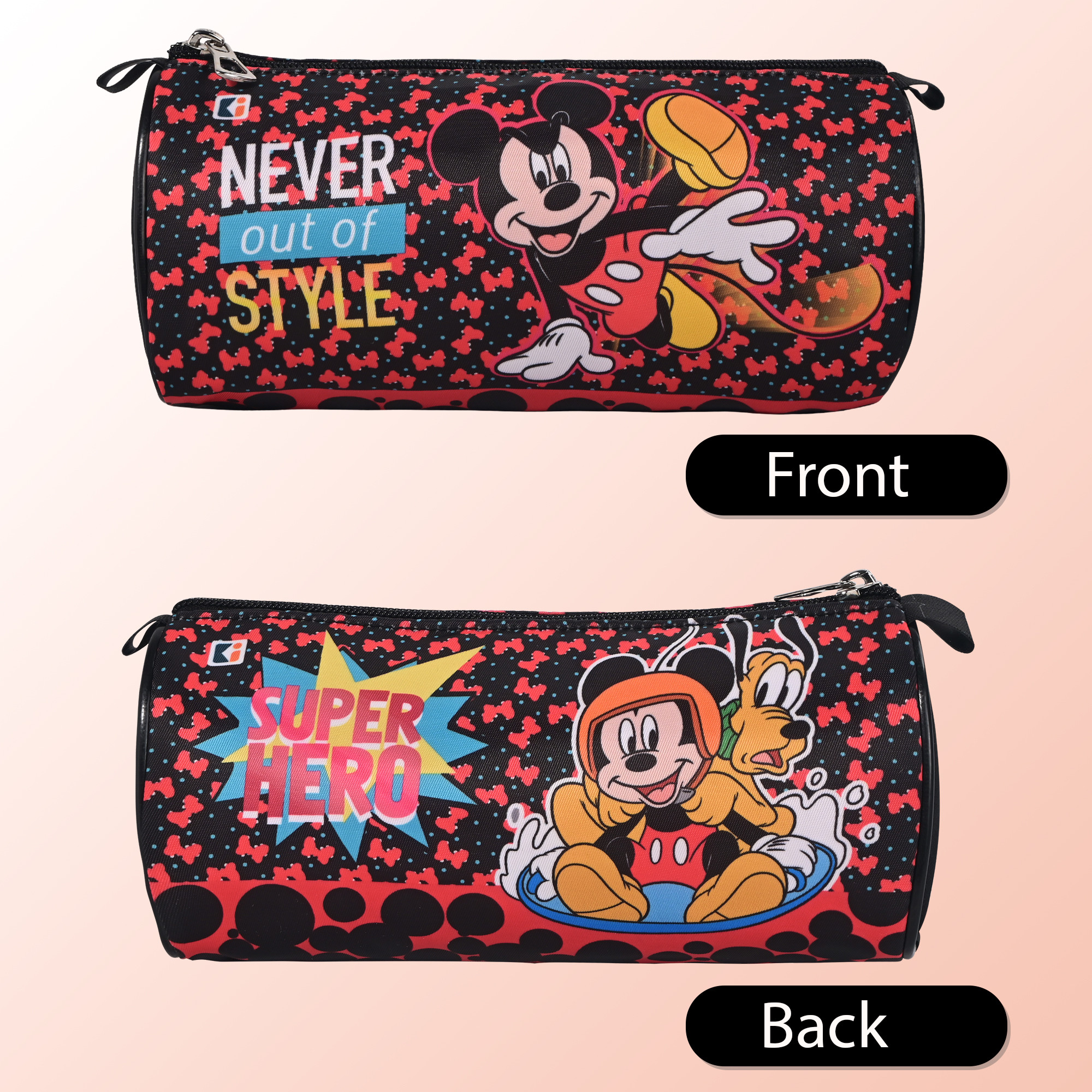 Kuber Industries Pencil Pouch For Kids  Multipurpose  Easy-To-Carry Pen  Markers School Supply Organizer For Stationary  Disney Mickey Print - Black