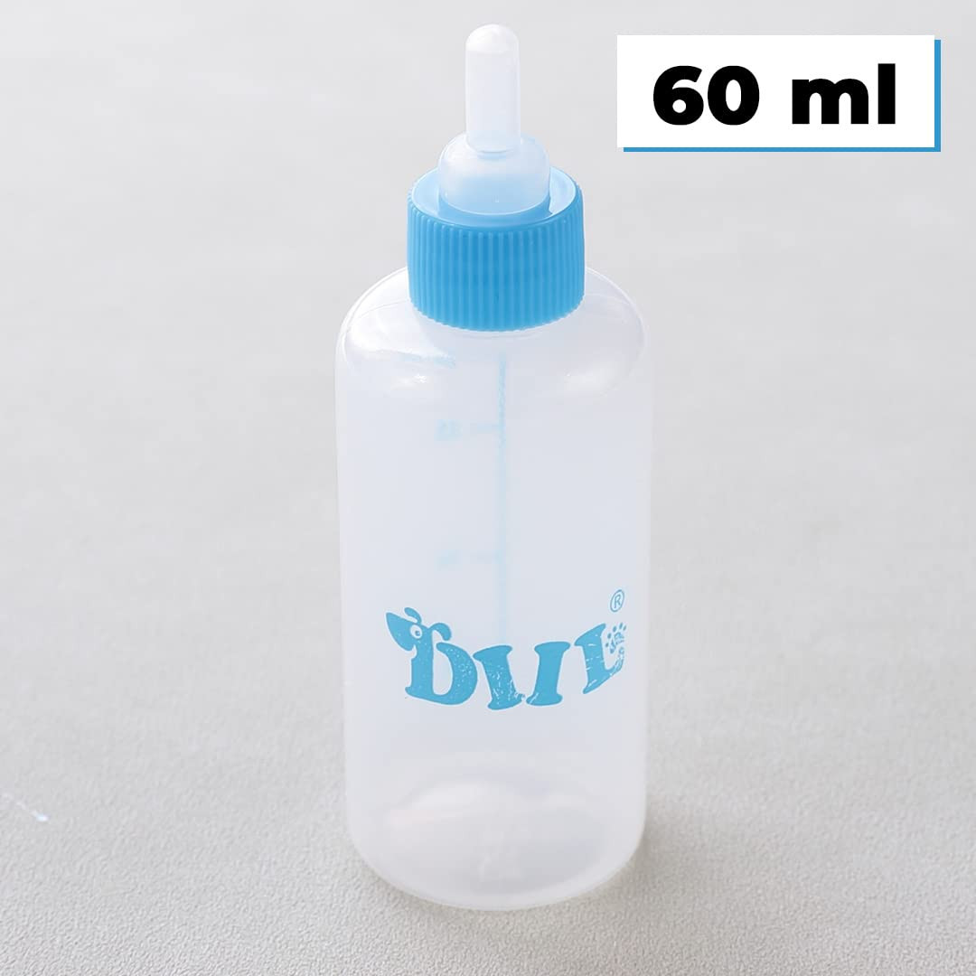 Kuber Industries Pet Feeding Bottle for Puppies,Kittens,Rabbits & Other Newborns|Nursing Bottle for Pets|Squeeze Liquid Feed Bottle|Bottle,Milk Brush,Pacifier Replacement|LS144BL|60 ML|Blue