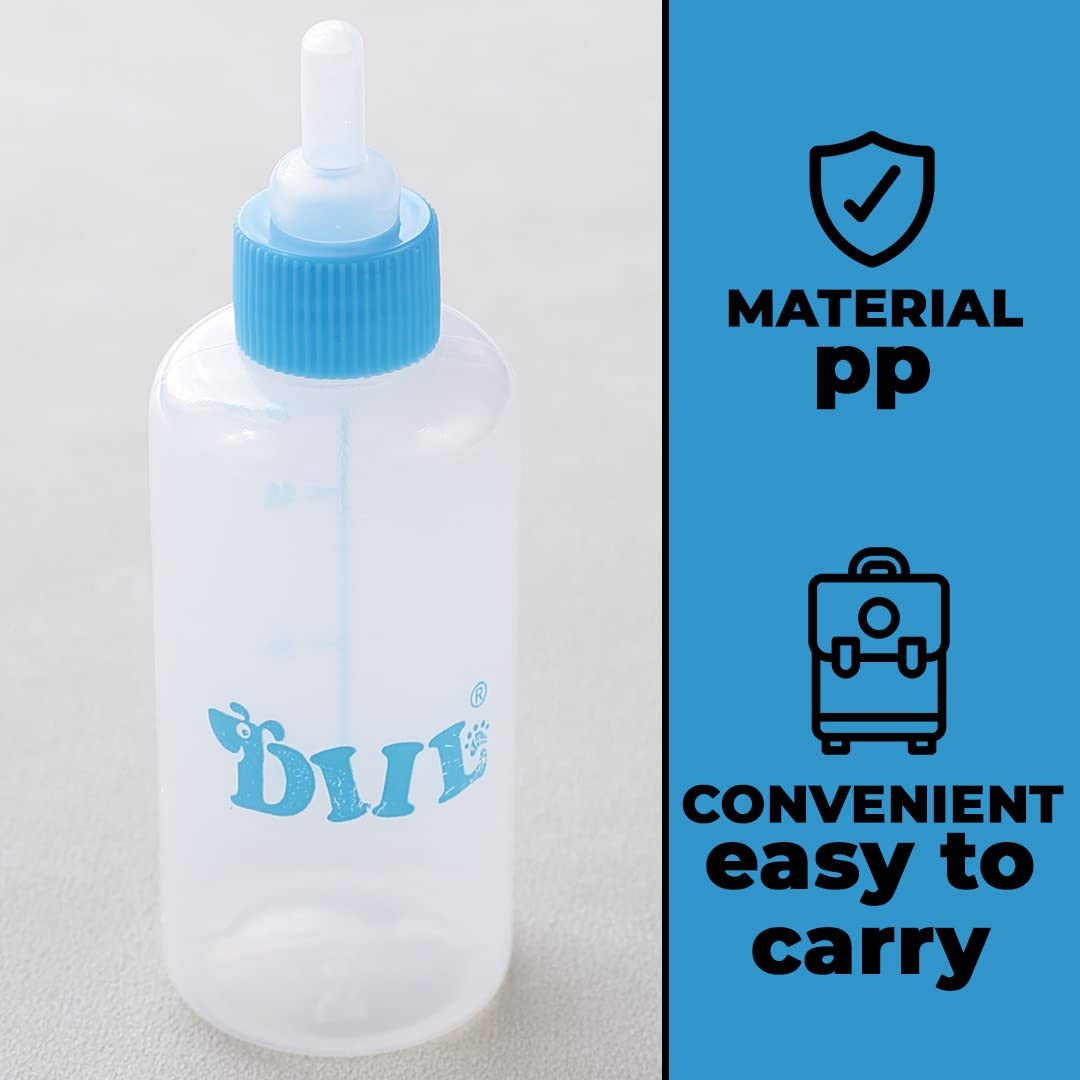 Kuber Industries Pet Feeding Bottle for Puppies,Kittens,Rabbits & Other Newborns|Nursing Bottle for Pets|Squeeze Liquid Feed Bottle|Bottle,Milk Brush,Pacifier Replacement|LS144BL|60 ML|Blue
