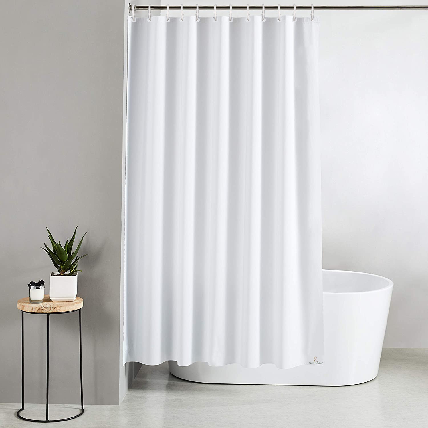 Kuber Industries PEVA Shower Curtain Liner , Heavy Duty Plastic Shower Curtain With Hooks for Bathroom, Bathtub, 70