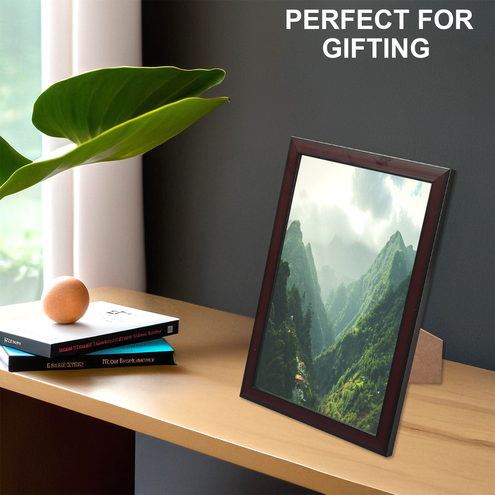Kuber Industries Photo Size 8x12 Inch Elegant Table Top Photo Frame with Stand  Decorative Picture Frames Perfect for Home  Gifting  Photo Frame for Office Desk Bedroom  Living Room  Brown