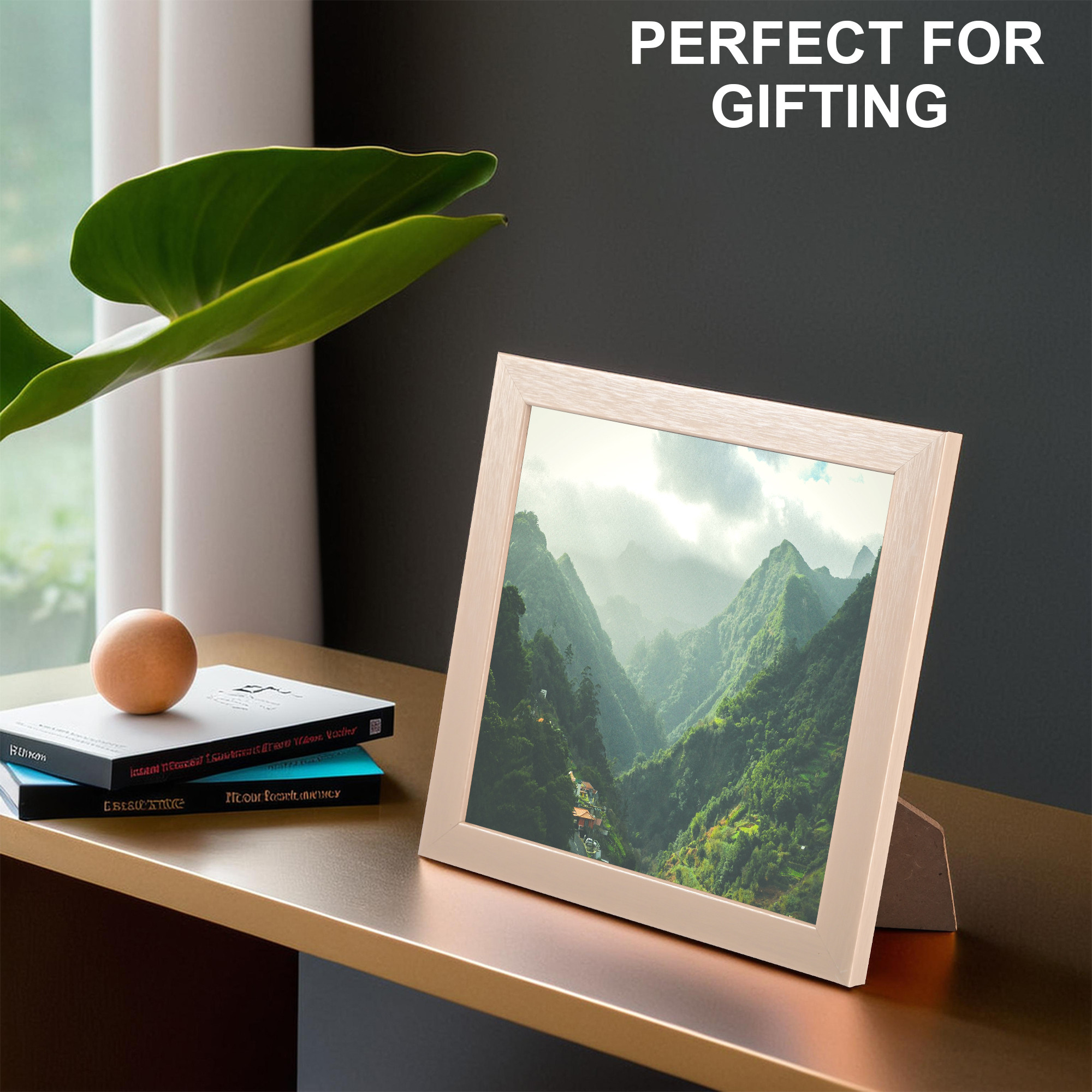 Kuber Industries Photo Size 8x8 Inch Elegant Table Top Photo Frame with Stand  Decorative Picture Frames Perfect for Home  Gifting  Photo Frame for Office Desk Bedroom  Living Room  Cream