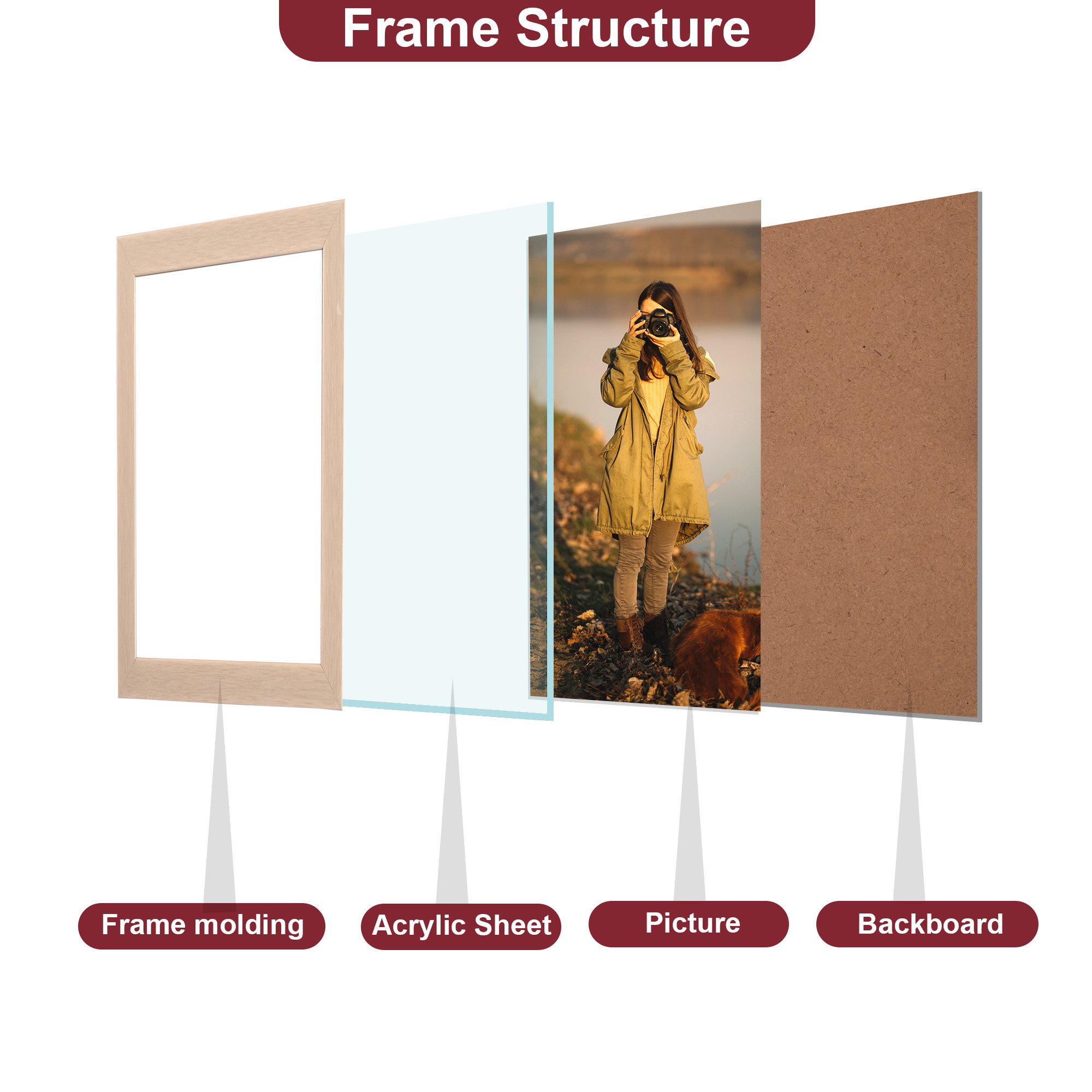 Kuber Industries Photo Size 8x8 Inch Elegant Table Top Photo Frame with Stand  Decorative Picture Frames Perfect for Home  Gifting  Photo Frame for Office Desk Bedroom  Living Room  Cream