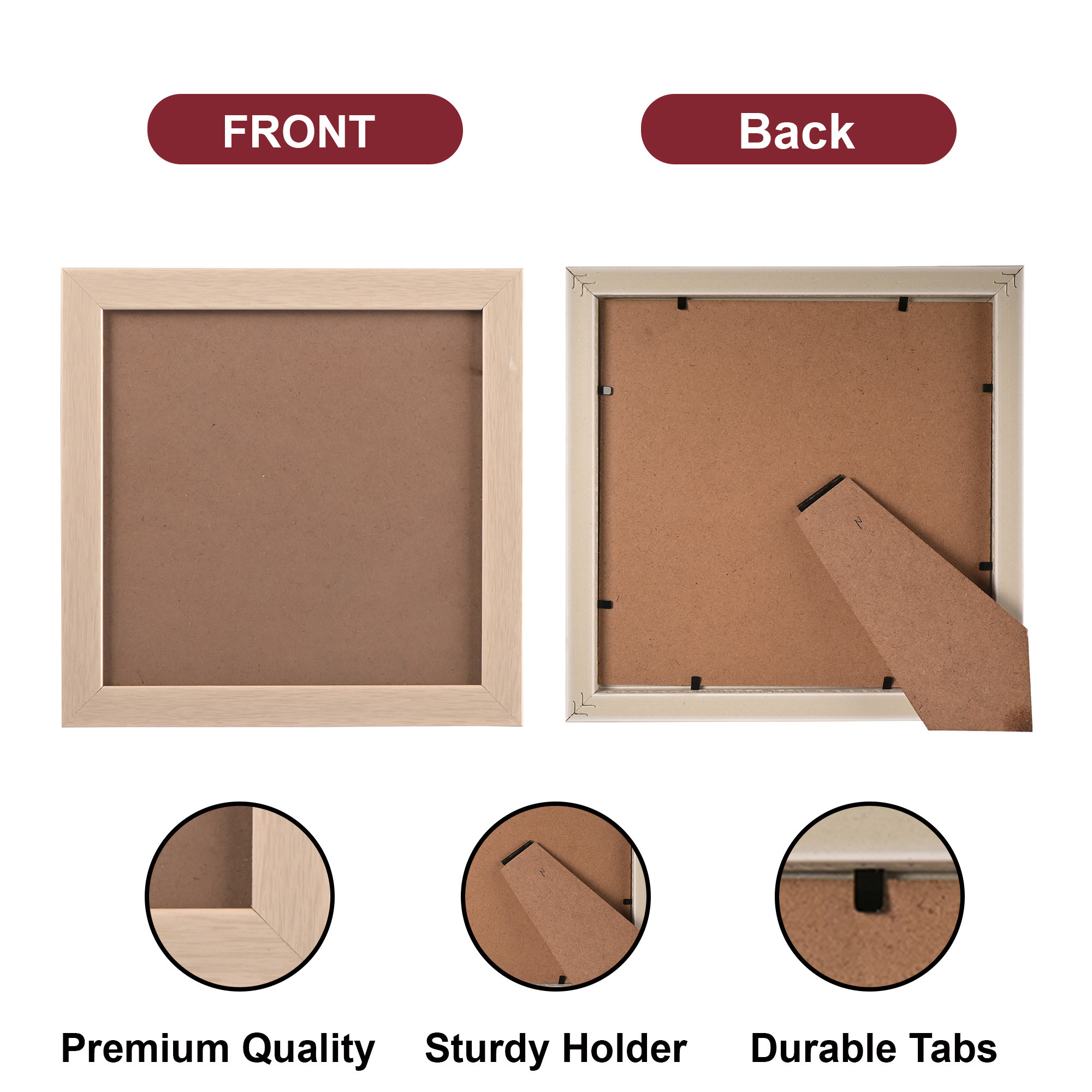 Kuber Industries Photo Size 8x8 Inch Elegant Table Top Photo Frame with Stand  Decorative Picture Frames Perfect for Home  Gifting  Photo Frame for Office Desk Bedroom  Living Room  Cream