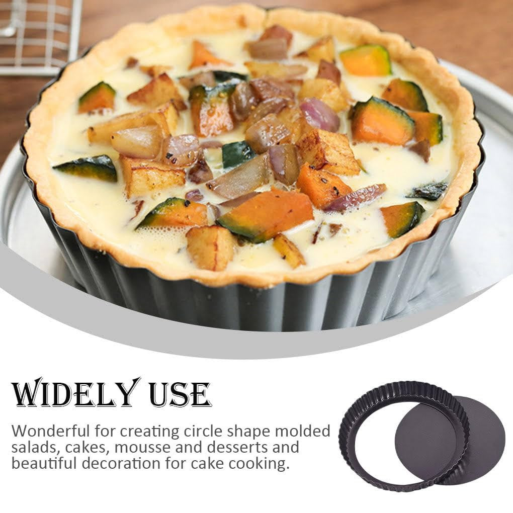 Kuber Industries Pie and Pizza Pan with Removeable Bottom|Carbon Steel Tart Pan (Black)