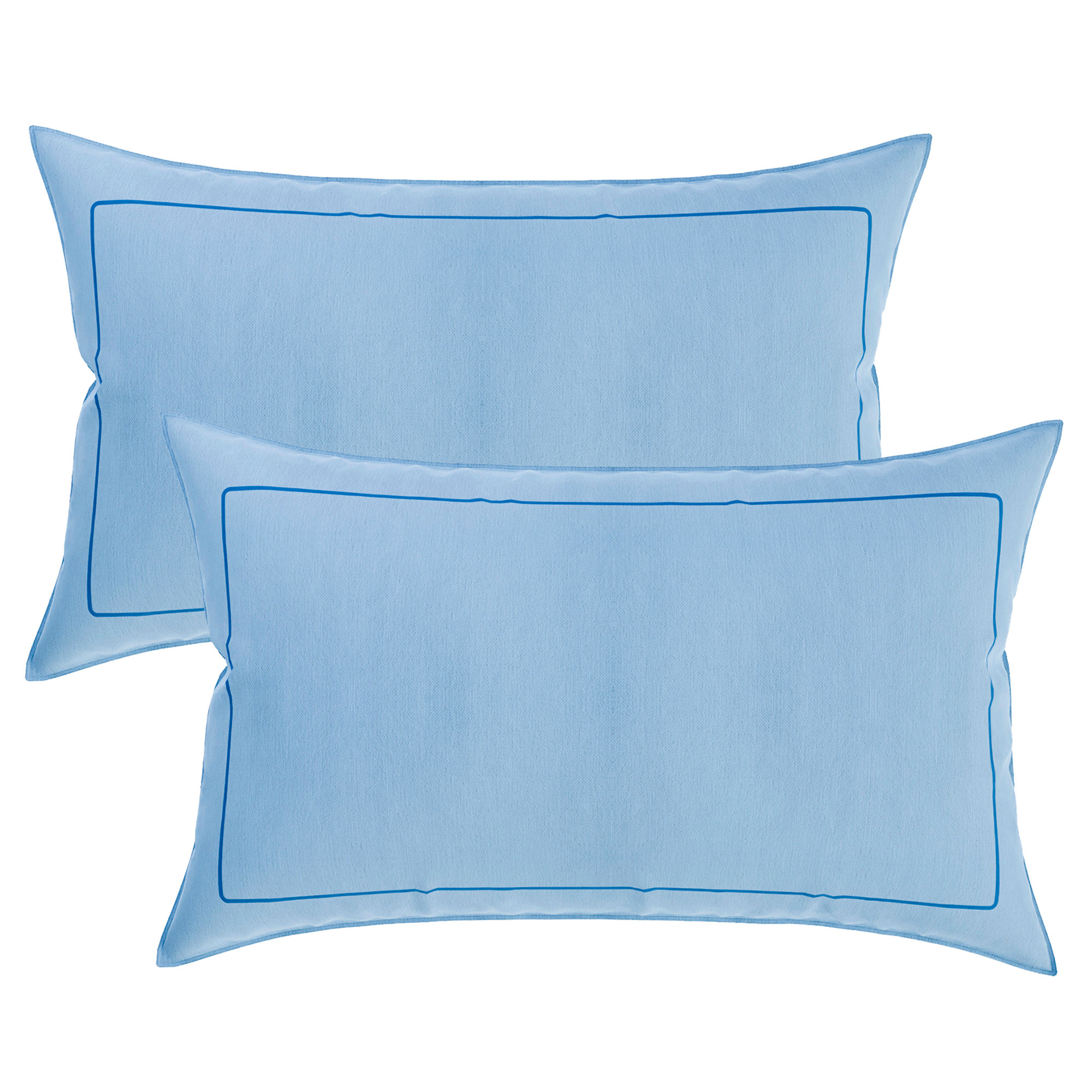 Kuber Industries Pillow Cover  Cotton Pillow Cover  Pillow Cover for Bedroom  Cushion Pillow Cover for Living Room  Plain Border Pillow Cover Set  Set of 2  Sky Blue