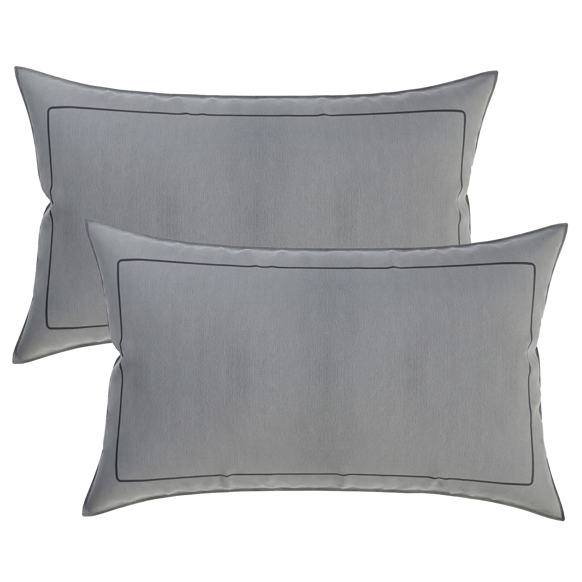 Kuber Industries Pillow Cover  Cotton Pillow Cover  Pillow Cover for Bedroom  Cushion Pillow Cover for Living Room  Plain Border Pillow Cover Set  Set of 2  Gray