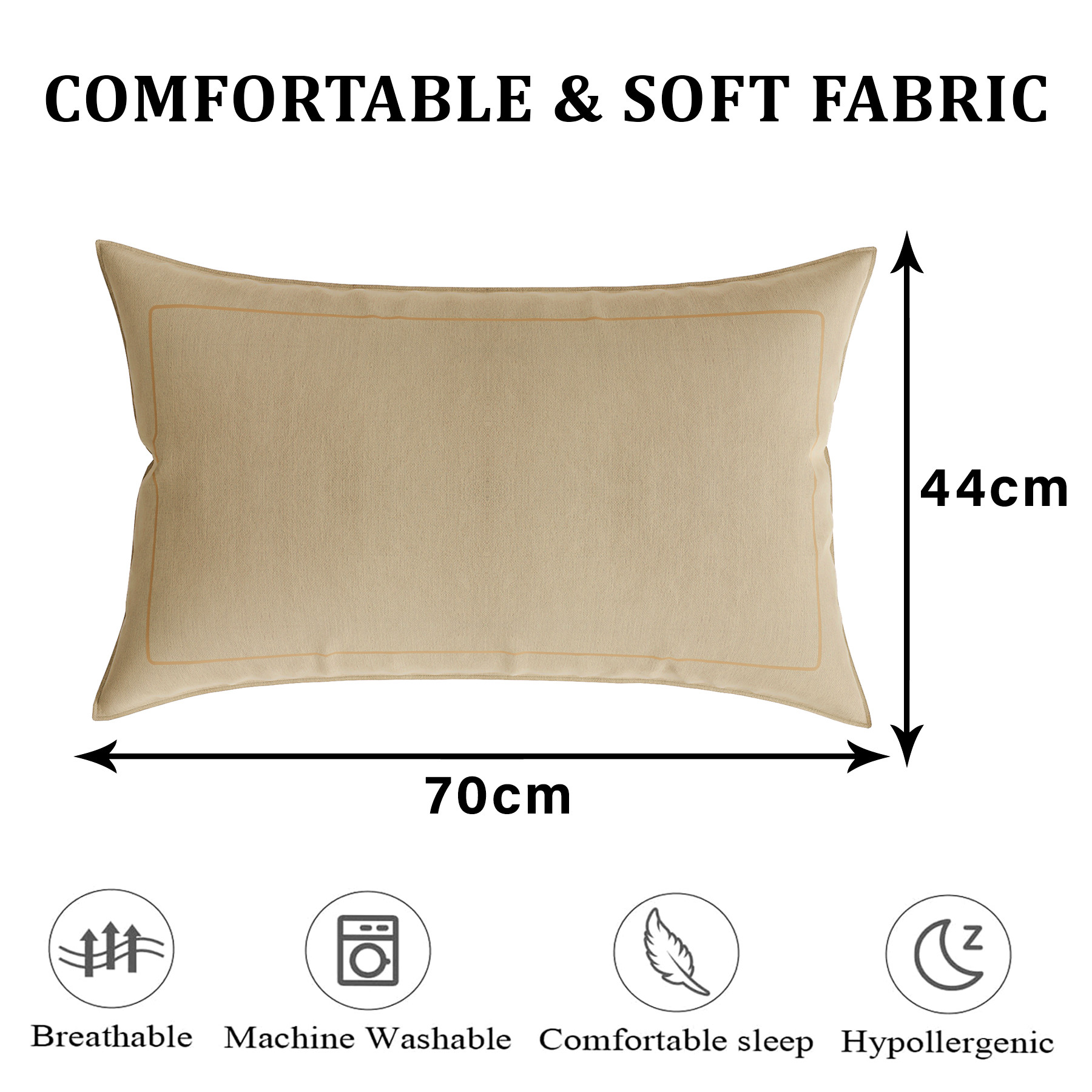 Kuber Industries Pillow Cover | Cotton Pillow Cover | Pillow Cover for Bedroom | Cushion Pillow Cover for Living Room | Plain Border Pillow Cover Set |Cream
