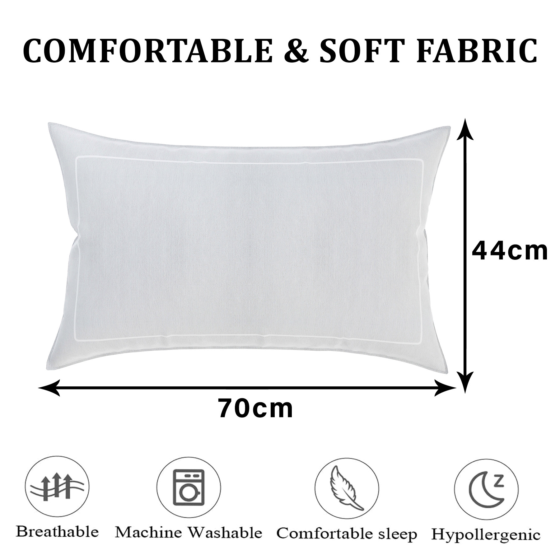 Kuber Industries Pillow Cover | Cotton Pillow Cover | Pillow Cover for Bedroom | Cushion Pillow Cover for Living Room | Plain Border Pillow Cover Set |White