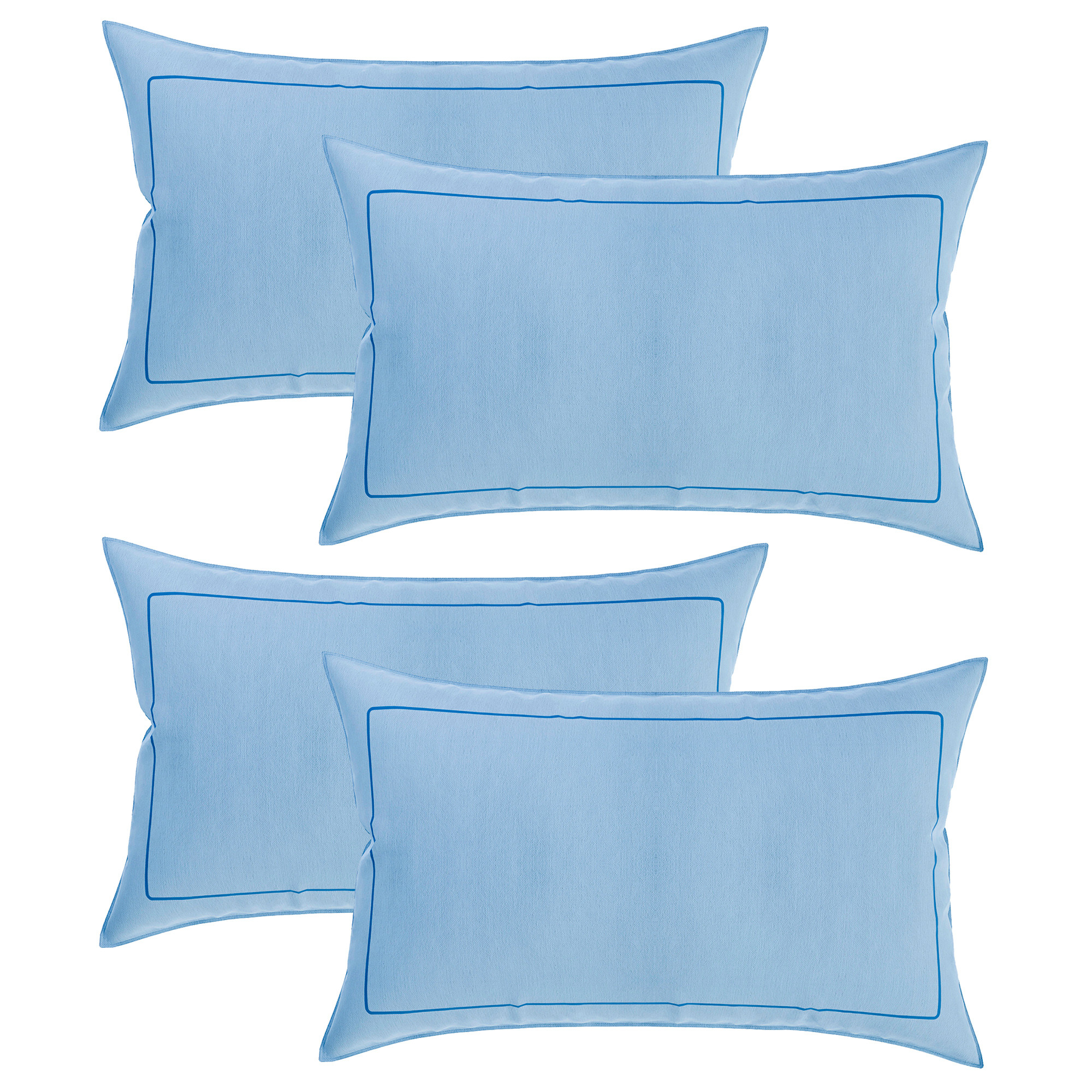 Kuber Industries Pillow Cover | Cotton Pillow Cover | Pillow Cover for Bedroom | Cushion Pillow Cover for Living Room | Plain Border Pillow Cover Set |Sky Blue