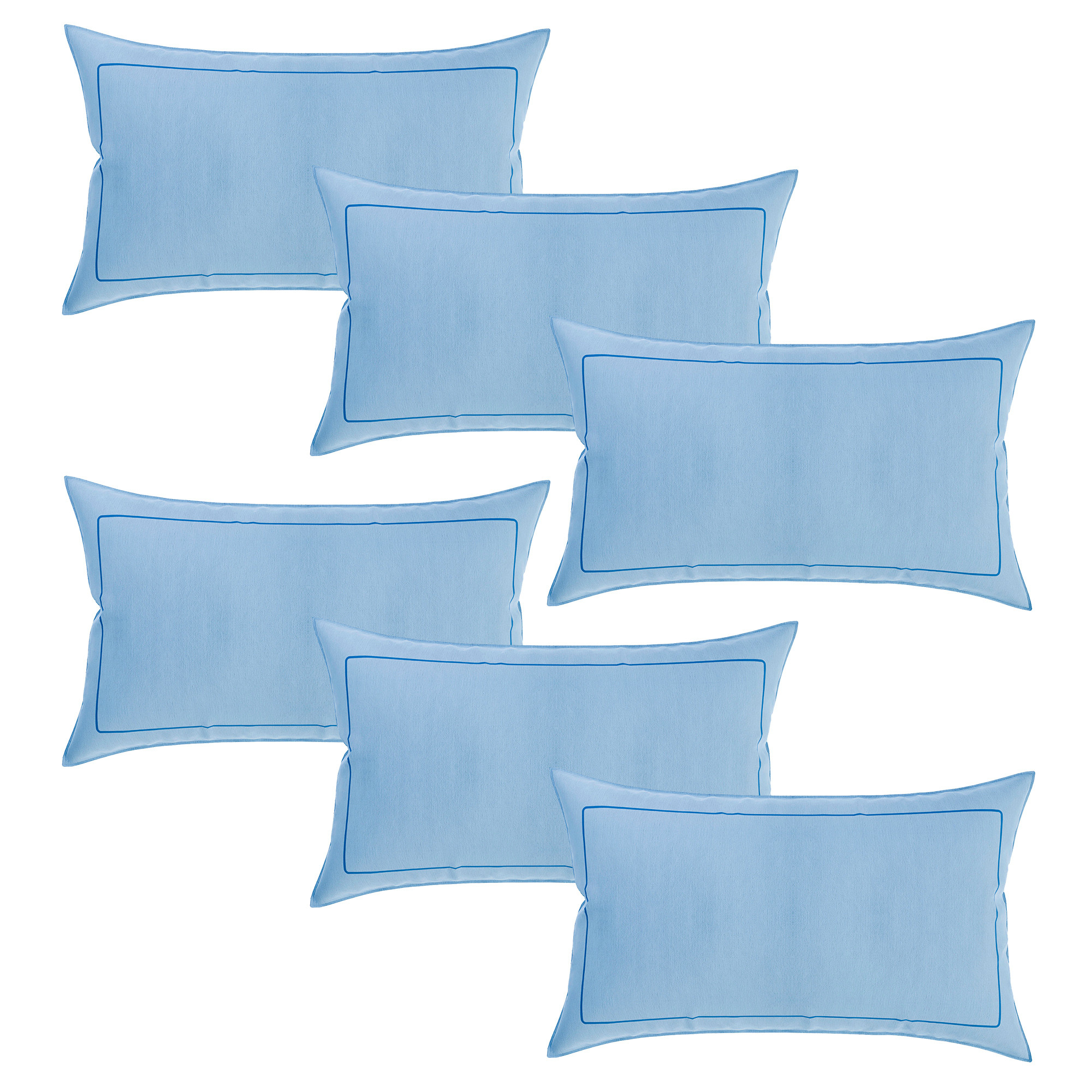 Kuber Industries Pillow Cover | Cotton Pillow Cover | Pillow Cover for Bedroom | Cushion Pillow Cover for Living Room | Plain Border Pillow Cover Set |Sky Blue