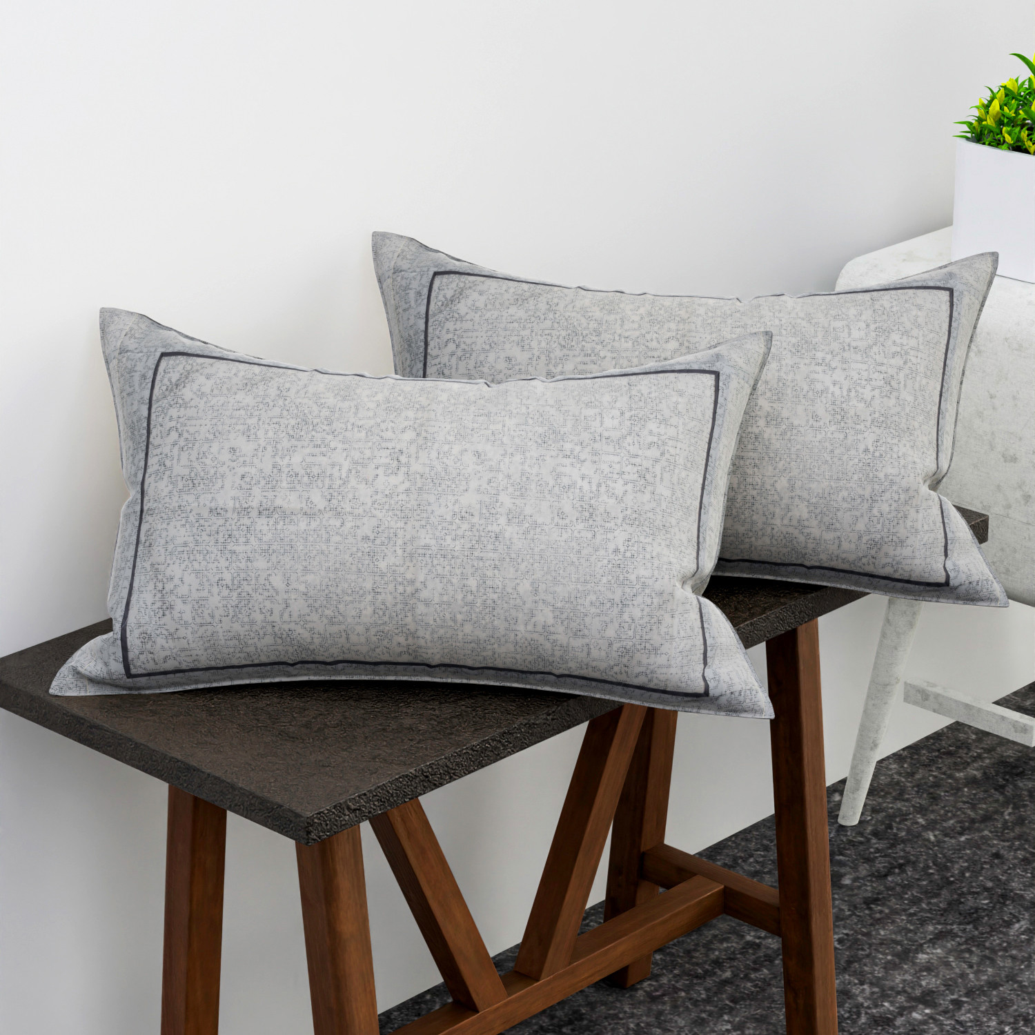 Kuber Industries Pillow Cover | Cotton Pillow Cover | Pillow Cover for Bedroom | Cushion Pillow Cover for Living Room | Khakhi Printed Pillow Cover Set |White