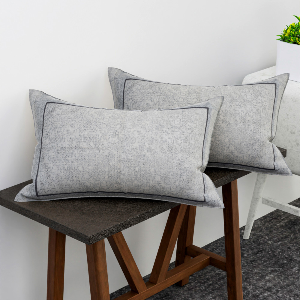 Kuber Industries Pillow Cover | Cotton Pillow Cover | Pillow Cover for Bedroom | Cushion Pillow Cover for Living Room | Khakhi Printed Pillow Cover Set |White