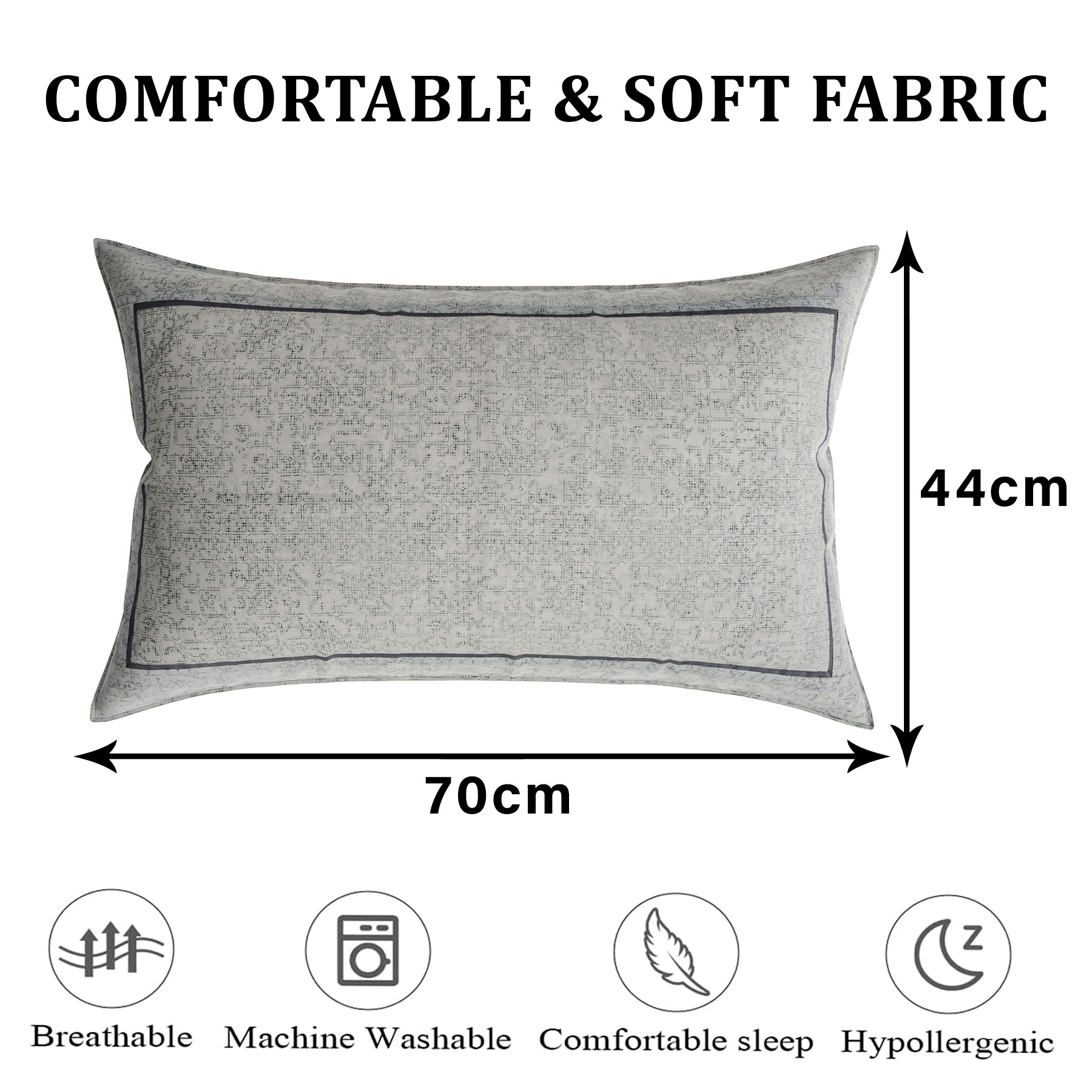 Kuber Industries Pillow Cover | Cotton Pillow Cover | Pillow Cover for Bedroom | Cushion Pillow Cover for Living Room | Khakhi Printed Pillow Cover Set |White