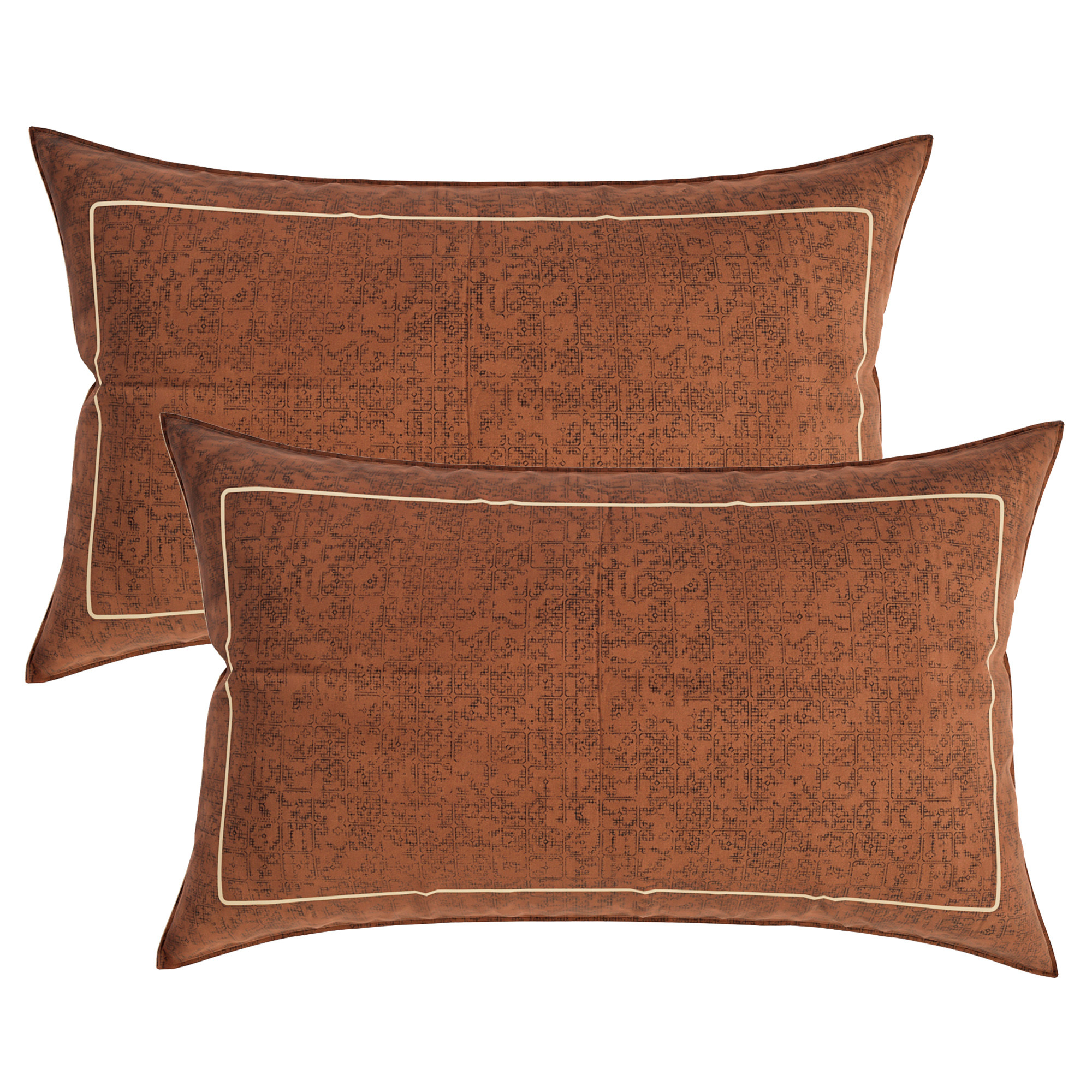 Kuber Industries Pillow Cover | Cotton Pillow Cover | Pillow Cover for Bedroom | Cushion Pillow Cover for Living Room | Khakhi Printed Pillow Cover Set |Brown