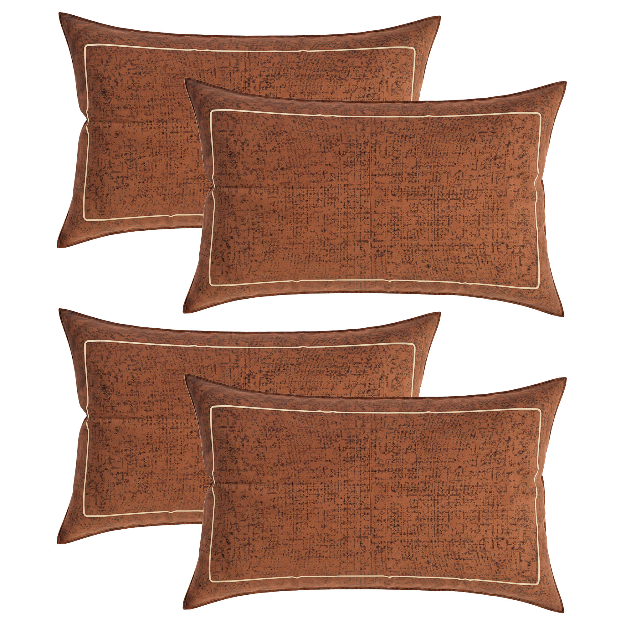 Kuber Industries Pillow Cover | Cotton Pillow Cover | Pillow Cover for Bedroom | Cushion Pillow Cover for Living Room | Khakhi Printed Pillow Cover Set |Brown