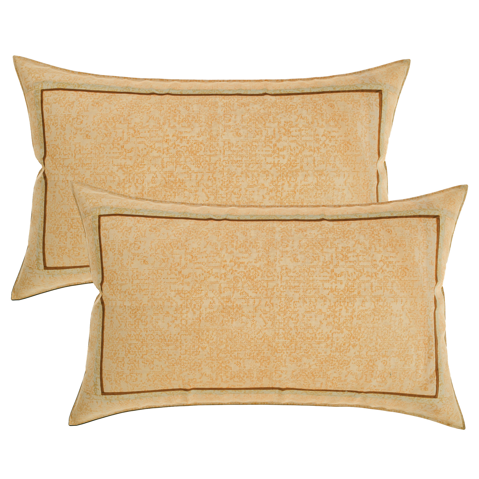 Kuber Industries Pillow Cover | Cotton Pillow Cover | Pillow Cover for Bedroom | Cushion Pillow Cover for Living Room | Khakhi Printed Pillow Cover Set | Set of 2 | Cream