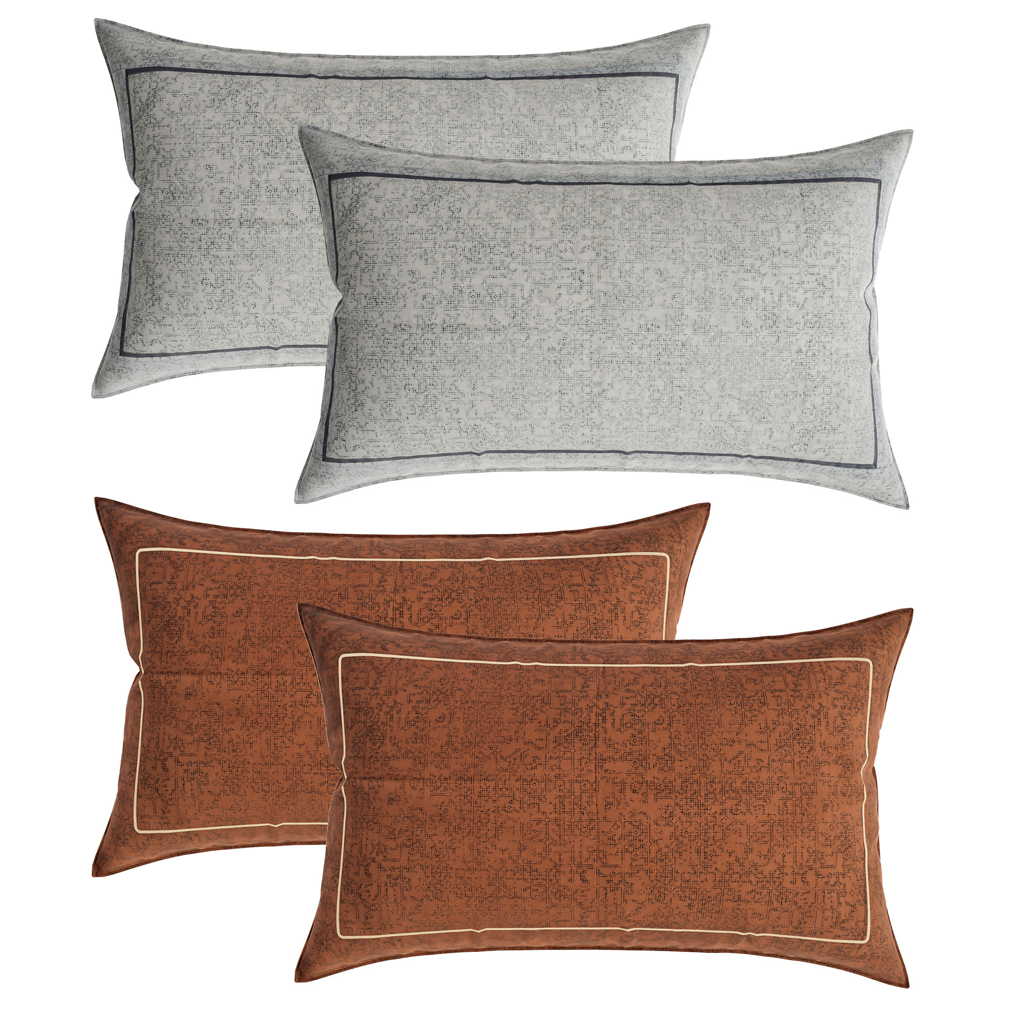 Kuber Industries Pillow Cover | Cotton Pillow Cover | Pillow Cover for Bedroom | Cushion Pillow Cover for Living Room | Khakhi Printed Pillow Cover Set | Set of 4 | Multicolor