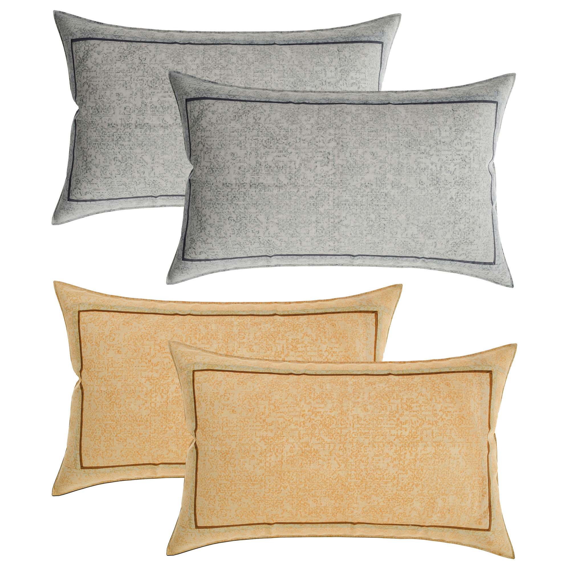 Kuber Industries Pillow Cover | Cotton Pillow Cover | Pillow Cover for Bedroom | Cushion Pillow Cover for Living Room | Khakhi Printed Pillow Cover Set | Set of 4 | Multicolor