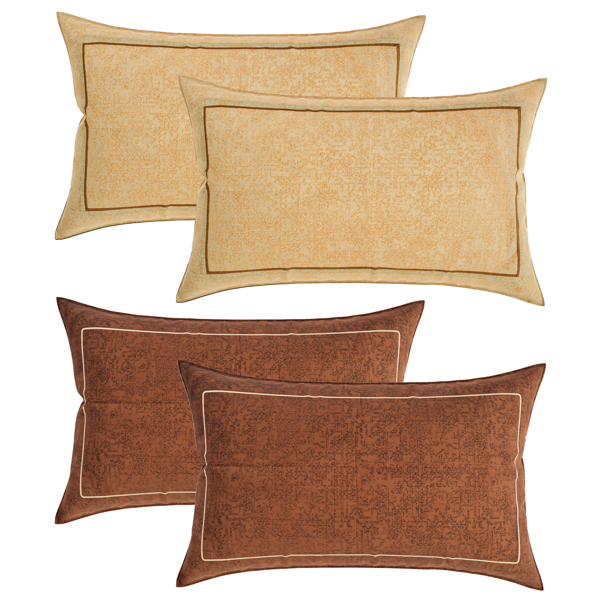 Kuber Industries Pillow Cover | Cotton Pillow Cover | Pillow Cover for Bedroom | Cushion Pillow Cover for Living Room | Khakhi Printed Pillow Cover Set | Set of 4 | Multicolor