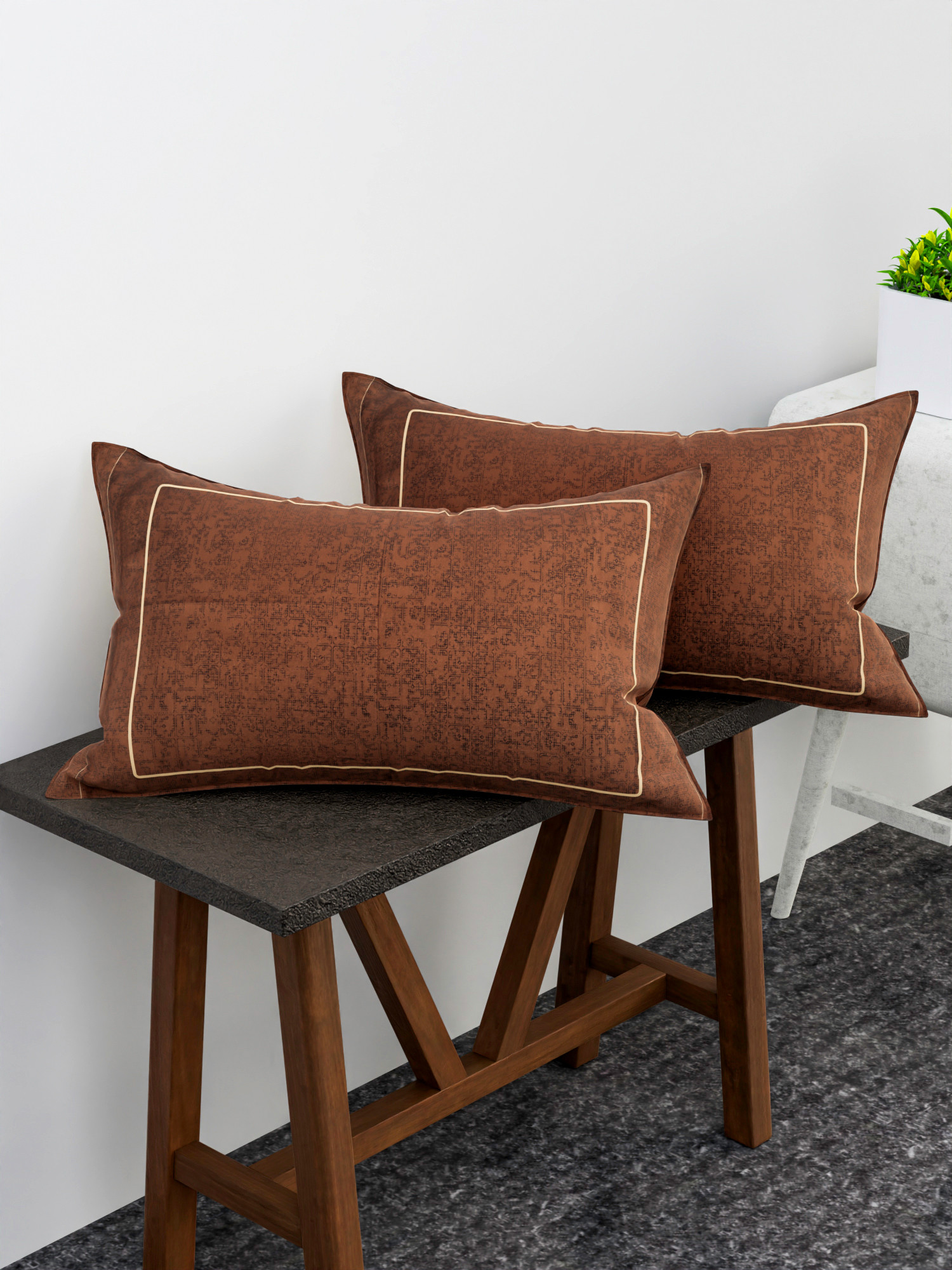 Kuber Industries Pillow Cover | Cotton Pillow Cover | Pillow Cover for Bedroom | Cushion Pillow Cover for Living Room | Khakhi Printed Pillow Cover Set | Set of 4 | Multicolor