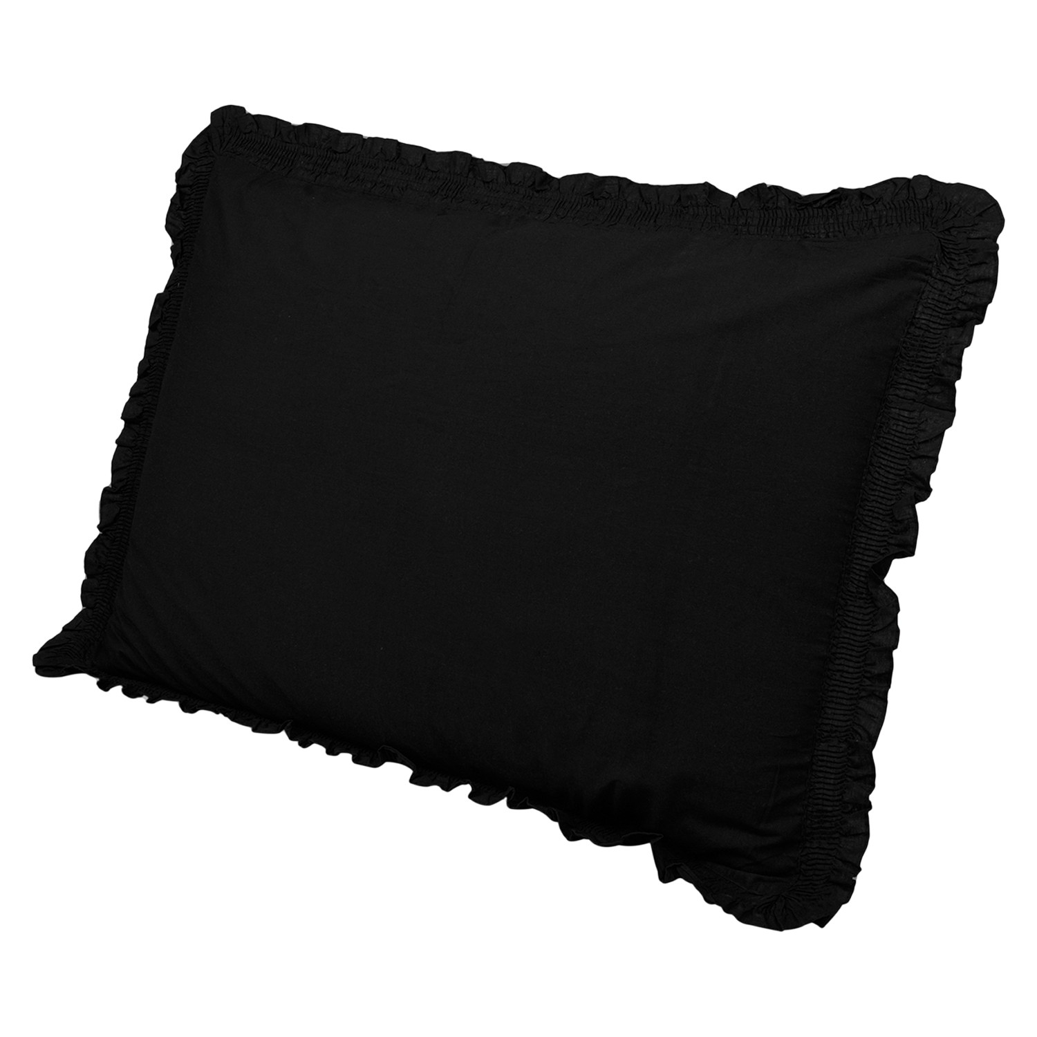 Kuber Industries Pillow Cover | Cotton Pillow Cover | Pillow Cover For Bedroom | Pleated Frill Border Long Crush Pillow Cover | Set of 2 | 20x30 Inch | Black