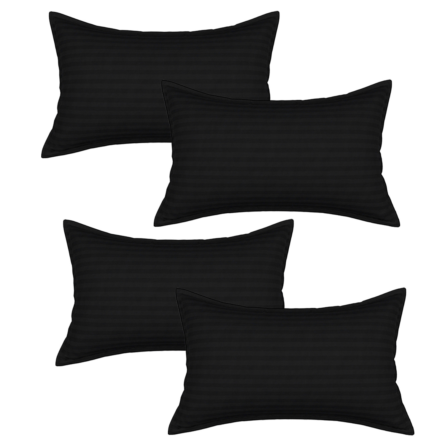 Kuber Industries Pillow Cover | Cotton Pillow Cover | Striped Pattern Pillow Cover | Soft Pillow Cover for Home | Pillow Cover for Bedroom| Black