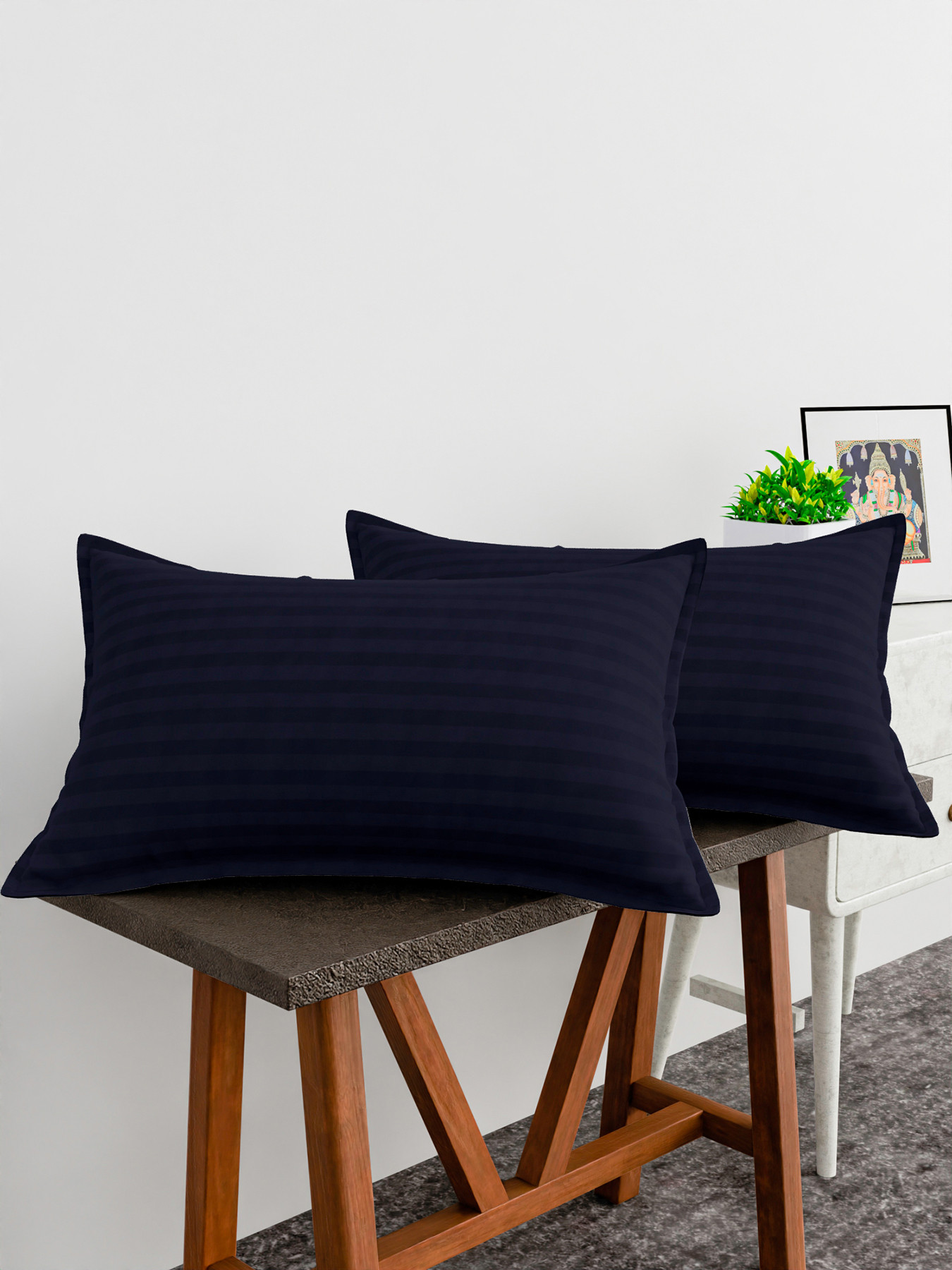Kuber Industries Pillow Cover | Cotton Pillow Cover | Striped Pattern Pillow Cover | Soft Pillow Cover for Home | Pillow Cover for Bedroom | Blue