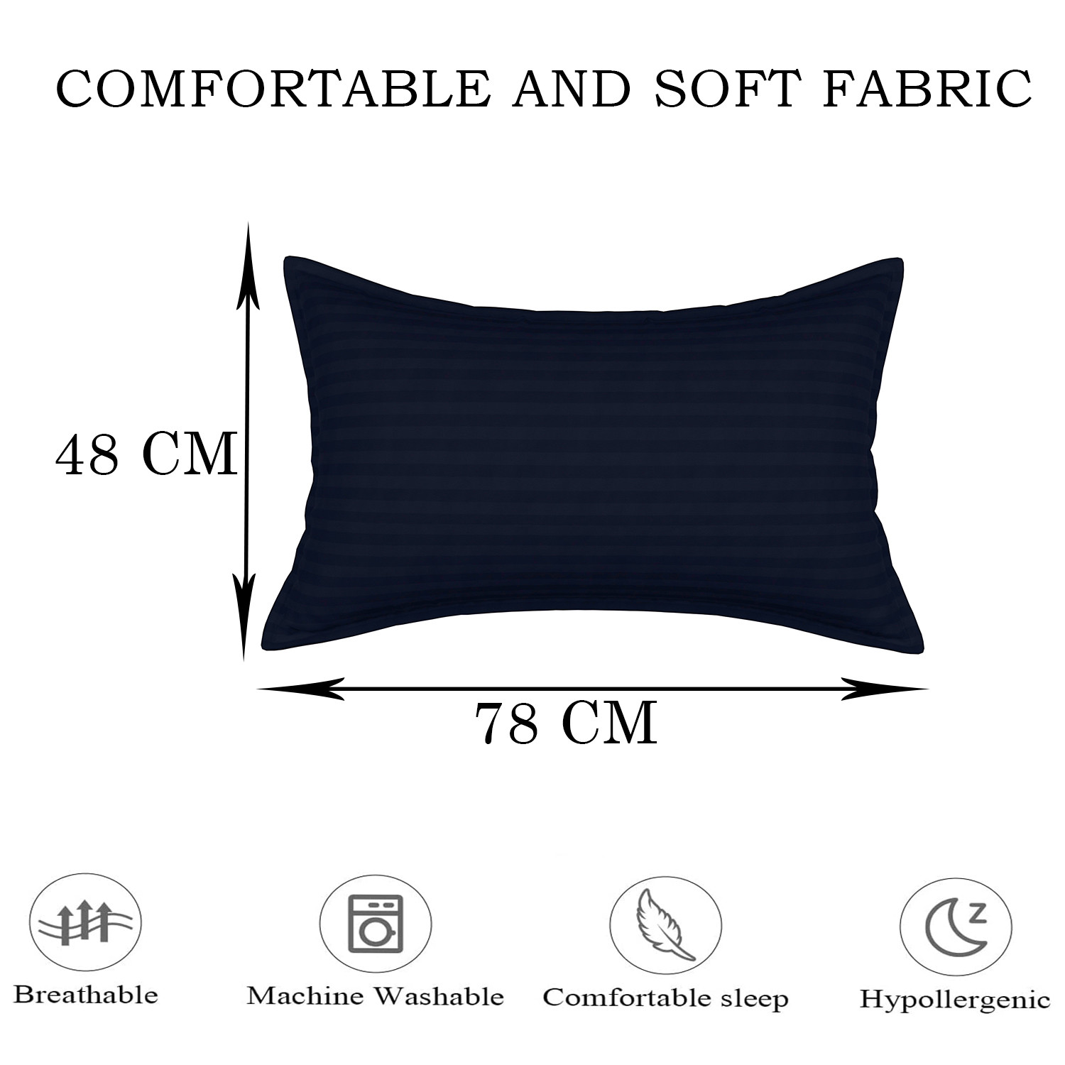 Kuber Industries Pillow Cover | Cotton Pillow Cover | Striped Pattern Pillow Cover | Soft Pillow Cover for Home | Pillow Cover for Bedroom | Blue