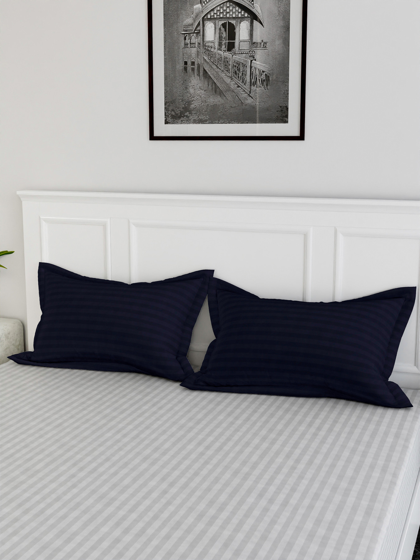 Kuber Industries Pillow Cover | Cotton Pillow Cover | Striped Pattern Pillow Cover | Soft Pillow Cover for Home | Pillow Cover for Bedroom | Blue