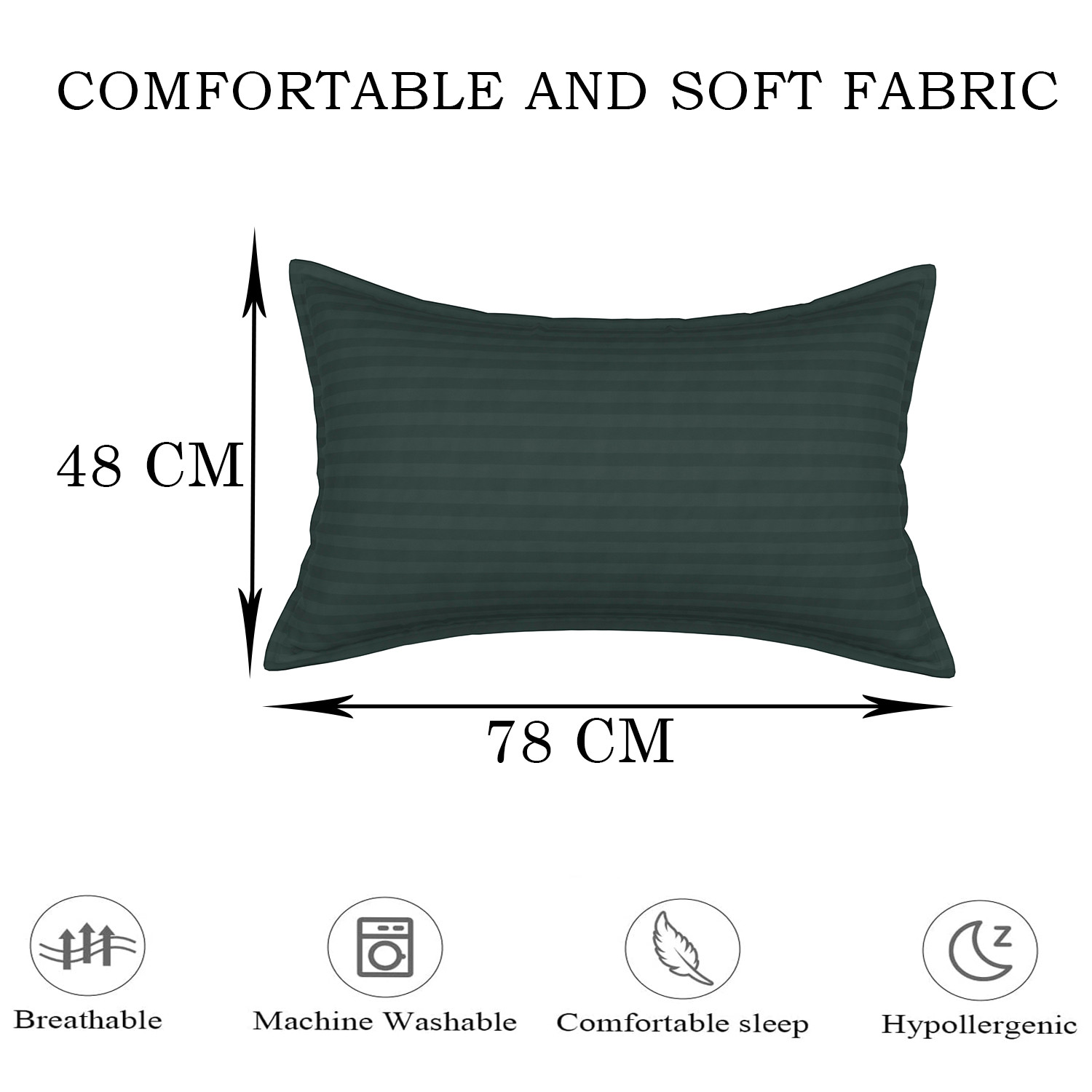 Kuber Industries Pillow Cover | Cotton Pillow Cover | Striped Pattern Pillow Cover | Soft Pillow Cover for Home | Pillow Cover for Bedroom| Green